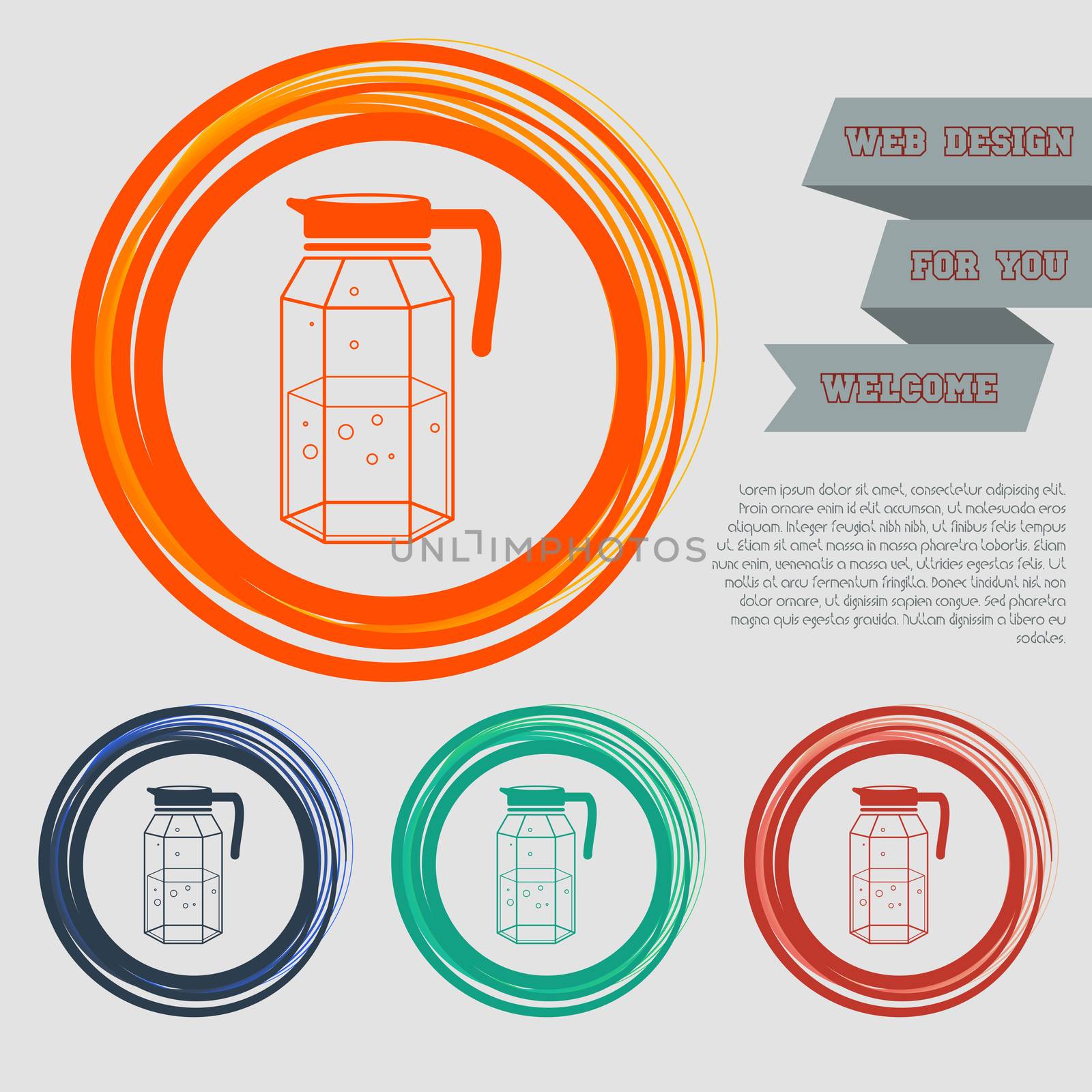 Decanter Icon on the red, blue, green, orange buttons for your website and design with space text. illustration