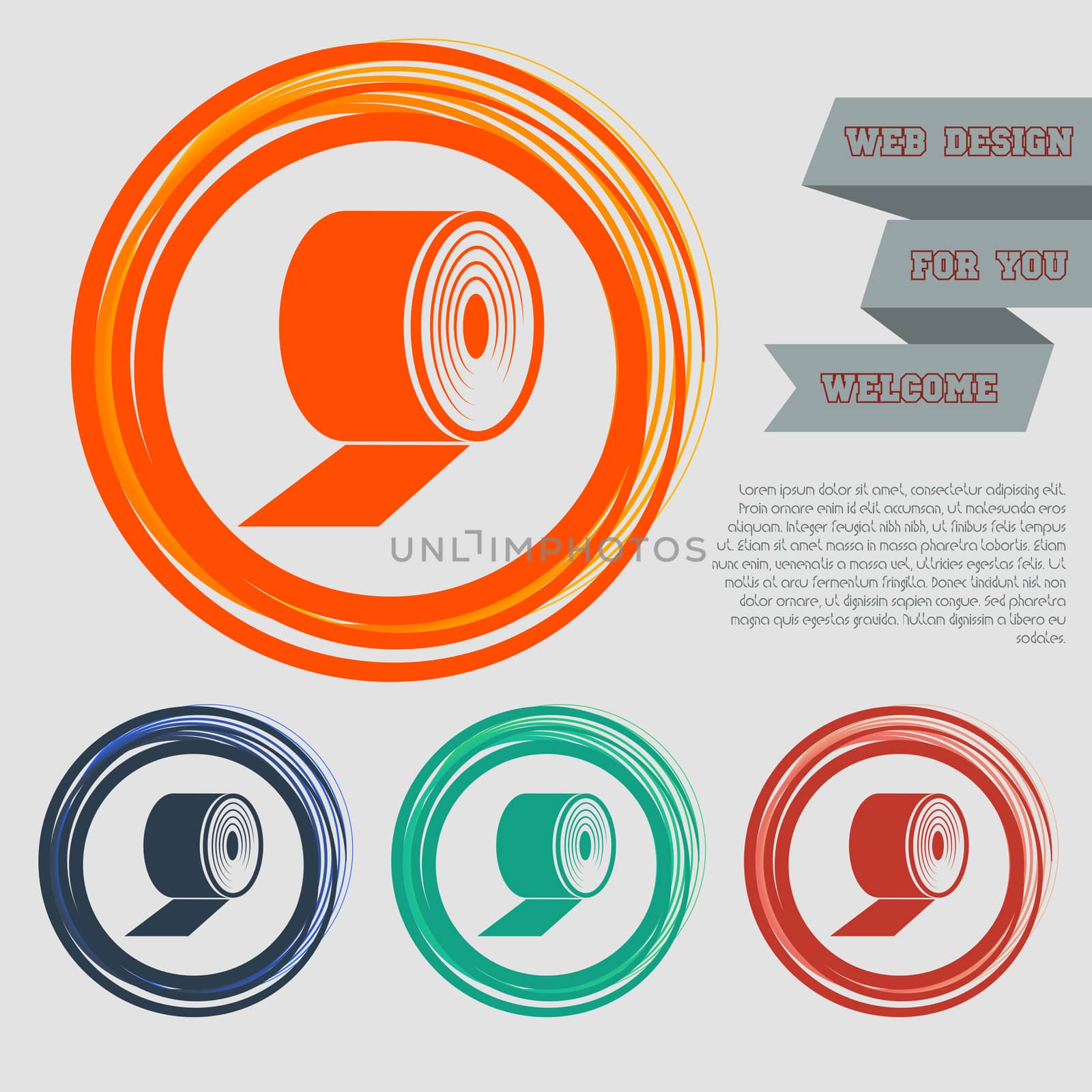 Toilet paper icon on the red, blue, green, orange buttons for your website and design with space text.  by Adamchuk