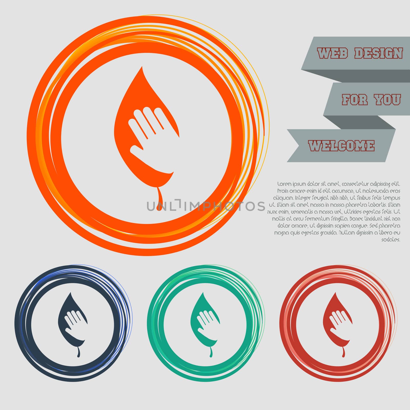 environmental protection icon on the red, blue, green, orange buttons for your website and design with space text. illustration