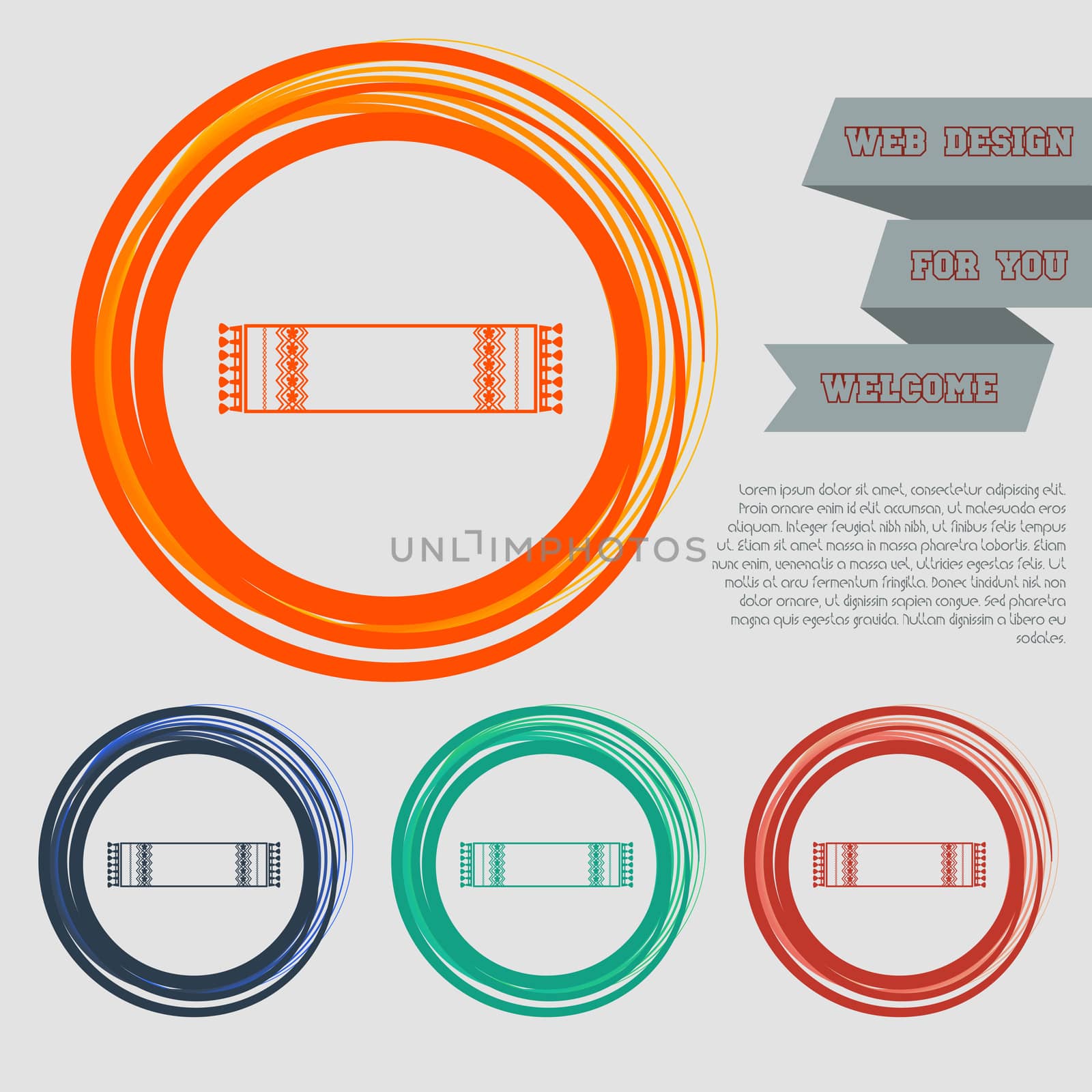 scarf icon on the red, blue, green, orange buttons for your website and design with space text. illustration