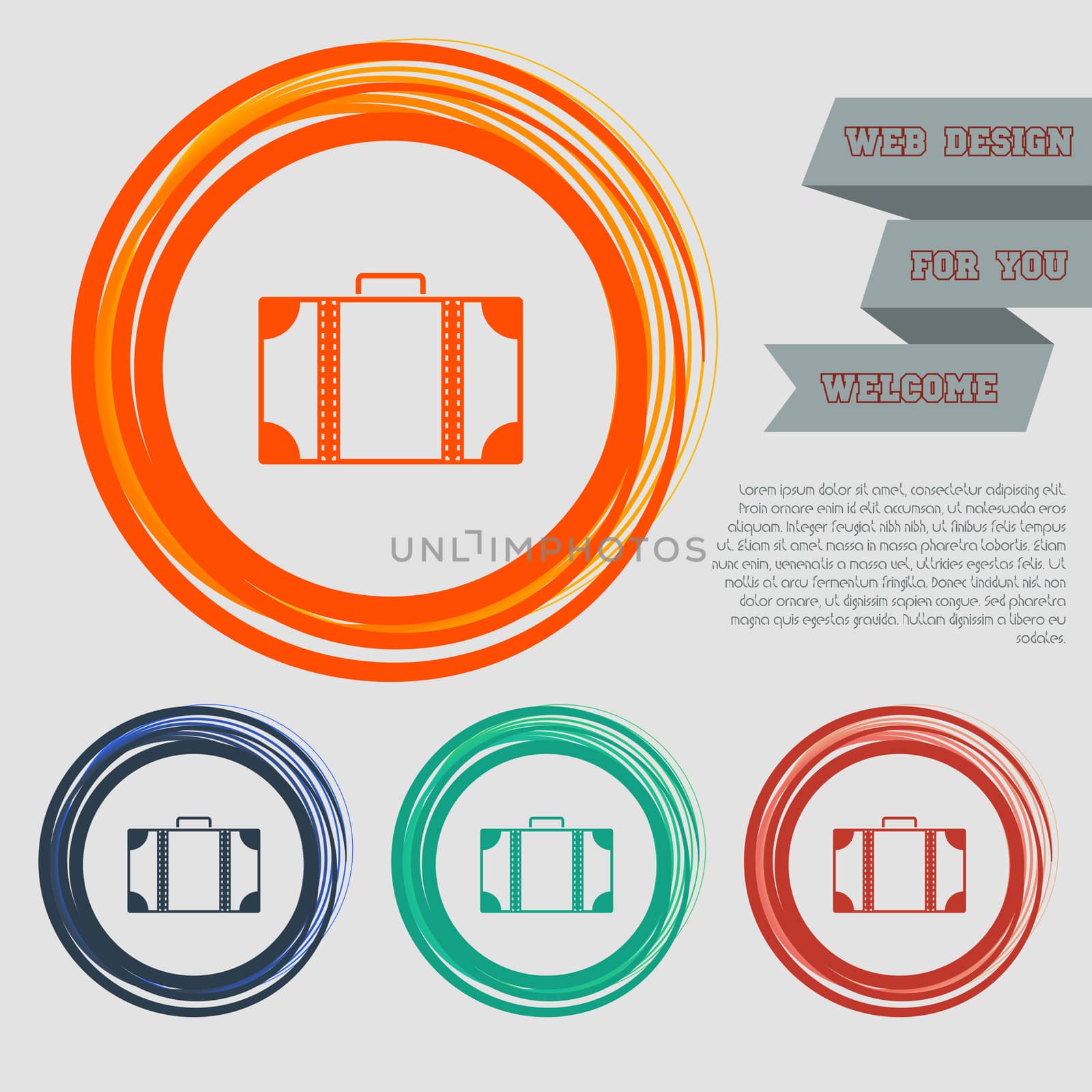 luggage icon on the red, blue, green, orange buttons for your website and design with space text.  by Adamchuk