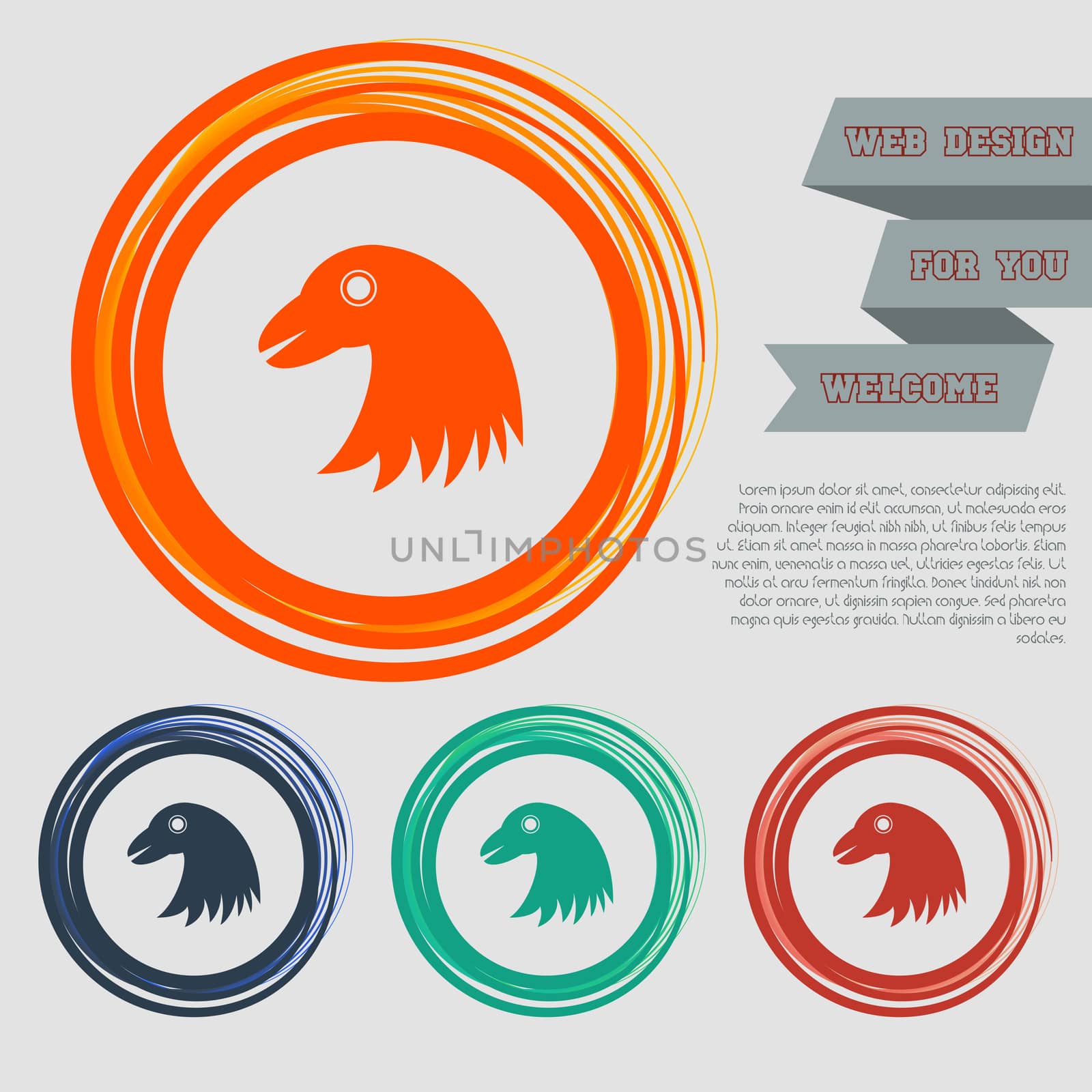 eagle icon on the red, blue, green, orange buttons for your website and design with space text. illustration