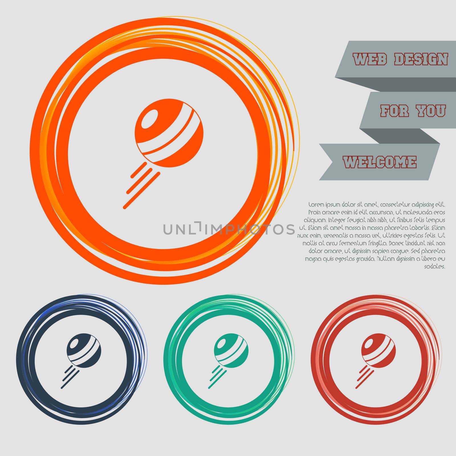 pokeball icon on the red, blue, green, orange buttons for your website and design with space text. illustration