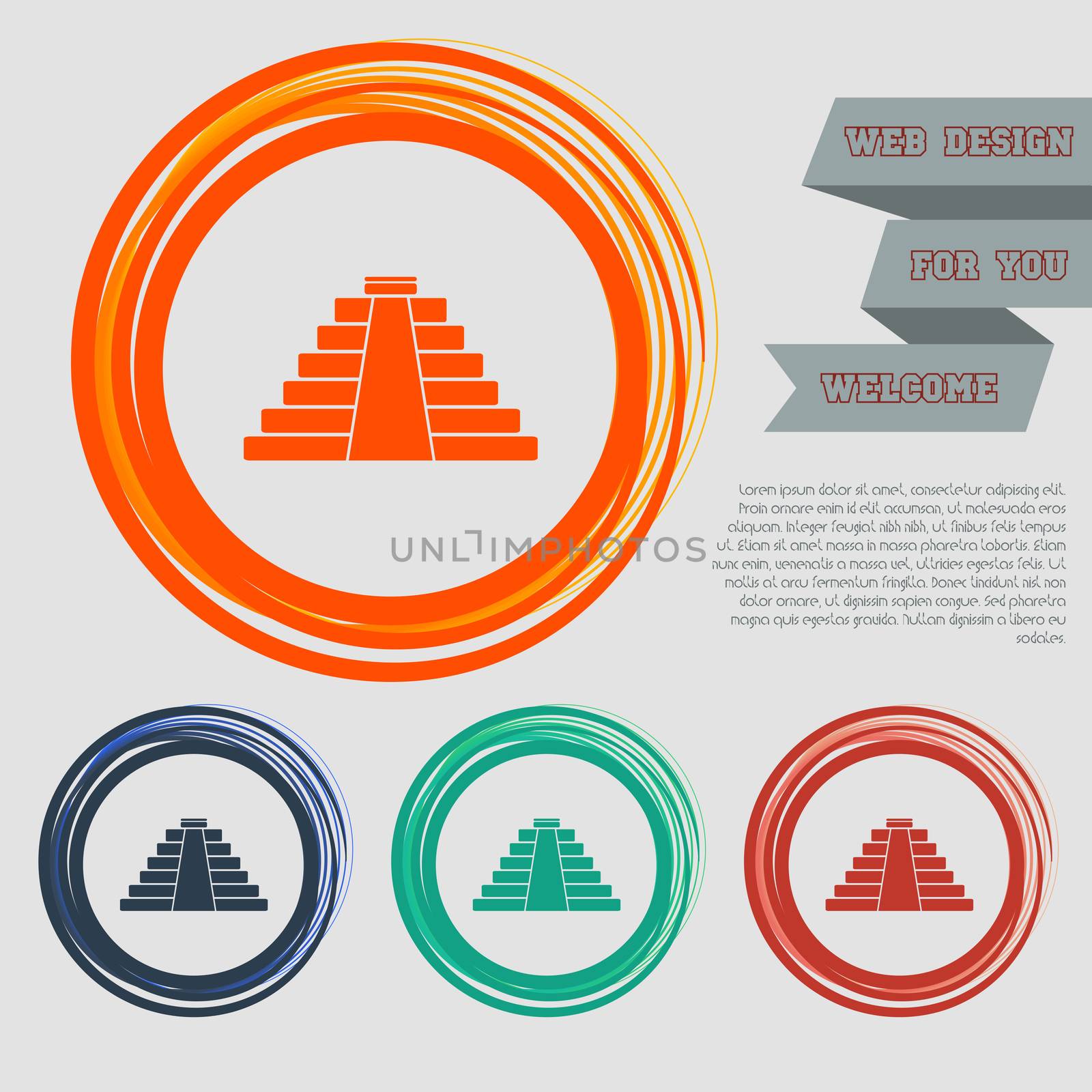 pyramid icon on the red, blue, green, orange buttons for your website and design with space text.  by Adamchuk