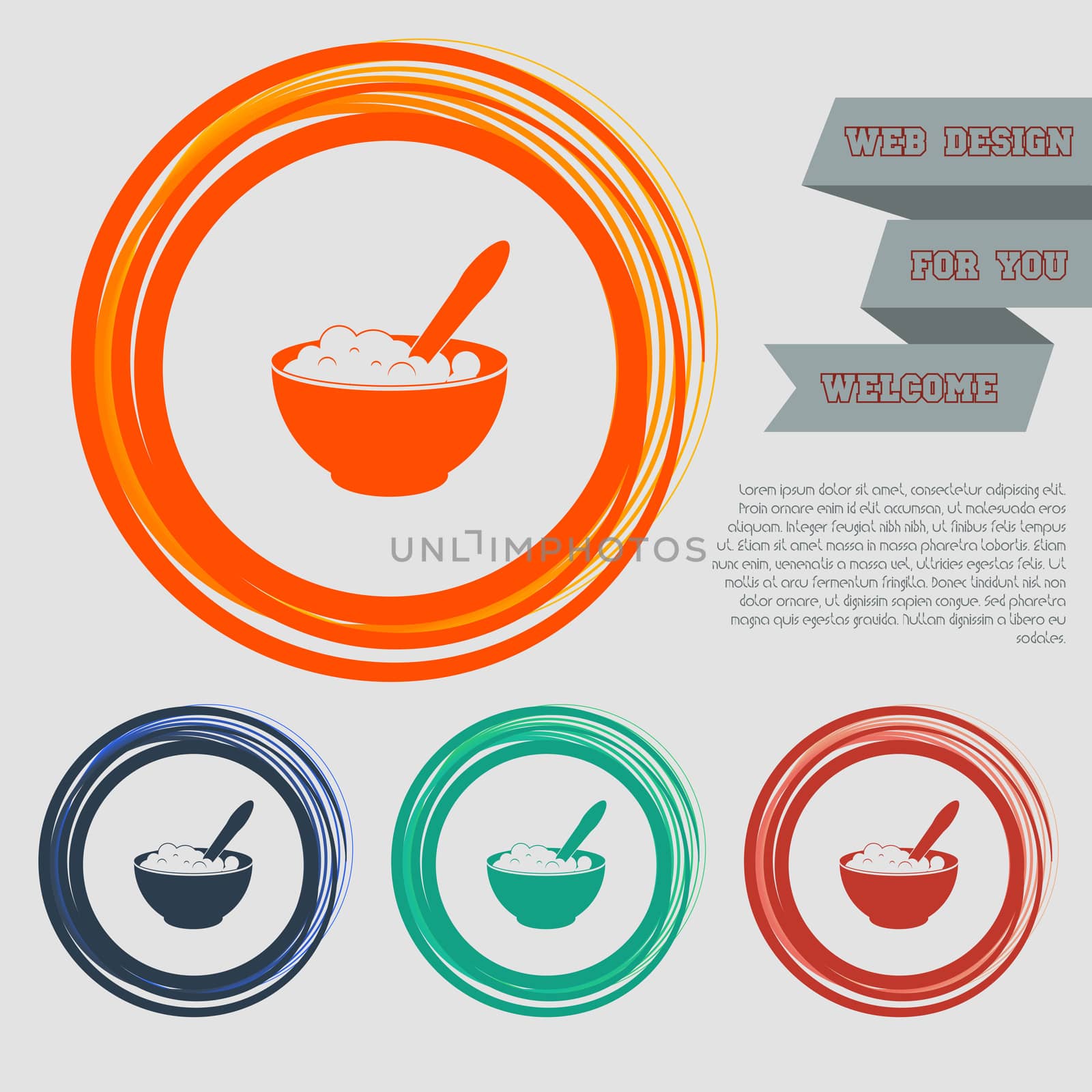 porridge icon on the red, blue, green, orange buttons for your website and design with space text.  by Adamchuk