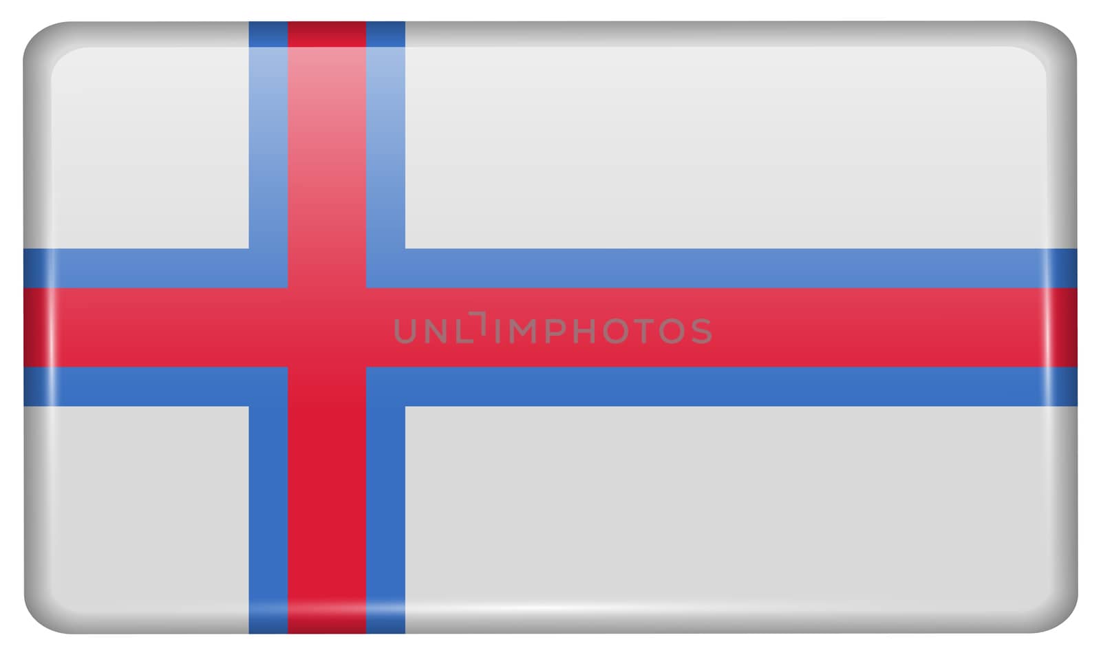 Flags Faroe Islands in the form of a magnet on refrigerator with reflections light.  by Adamchuk