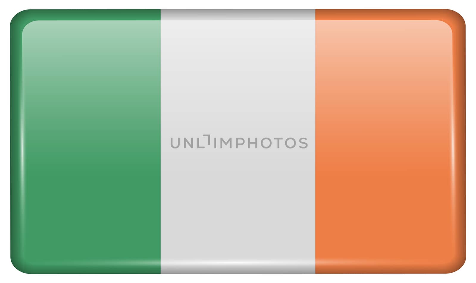 Flags Ireland in the form of a magnet on refrigerator with reflections light.  by Adamchuk
