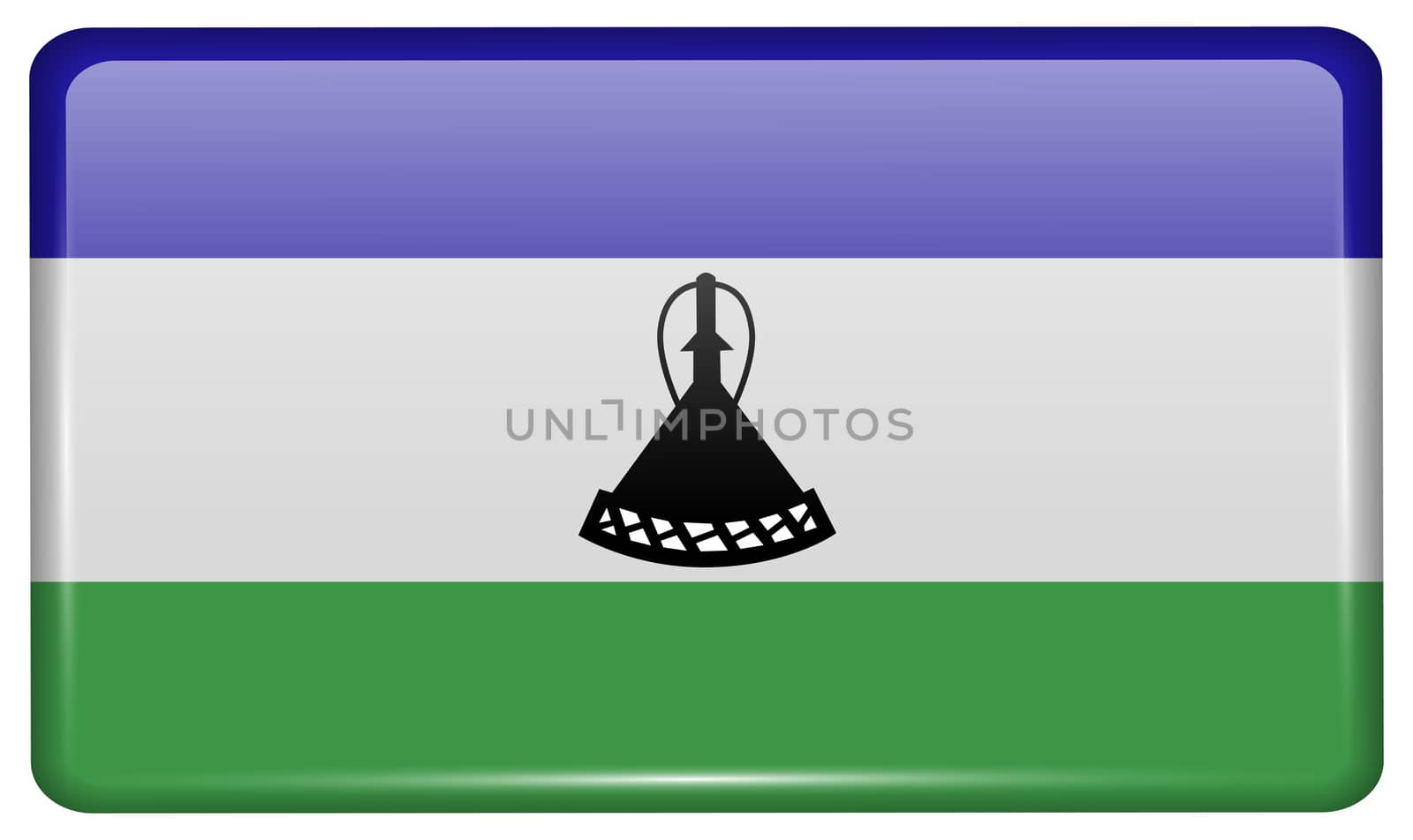 Flags Lesothe in the form of a magnet on refrigerator with reflections light.  by Adamchuk