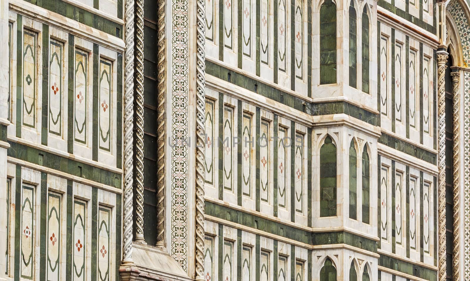 Detail of the external wall of the Duomo of Florence by rarrarorro