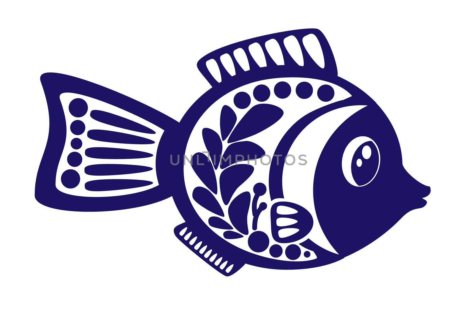 Illustration of isolated cartoon fish on white background. illustration