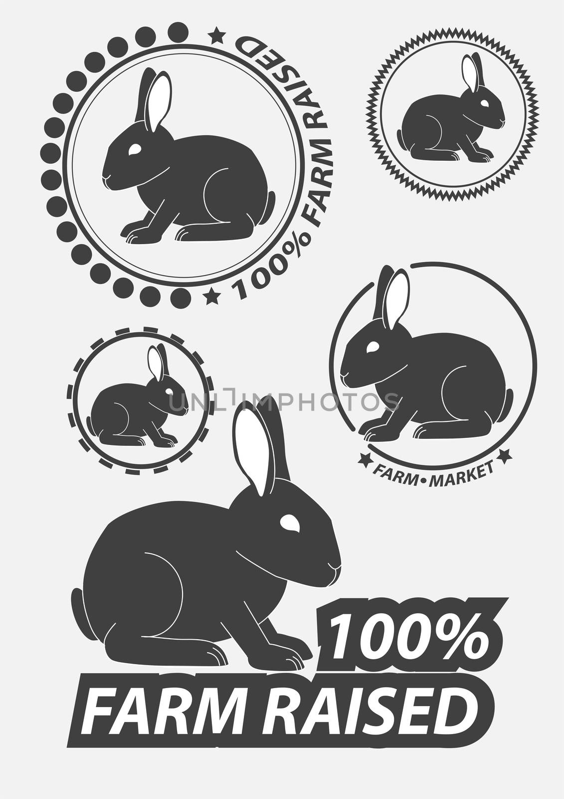 Set of silhouette of the rabbit, hare. Hare hunting. Rabbits silhouettes. illustration