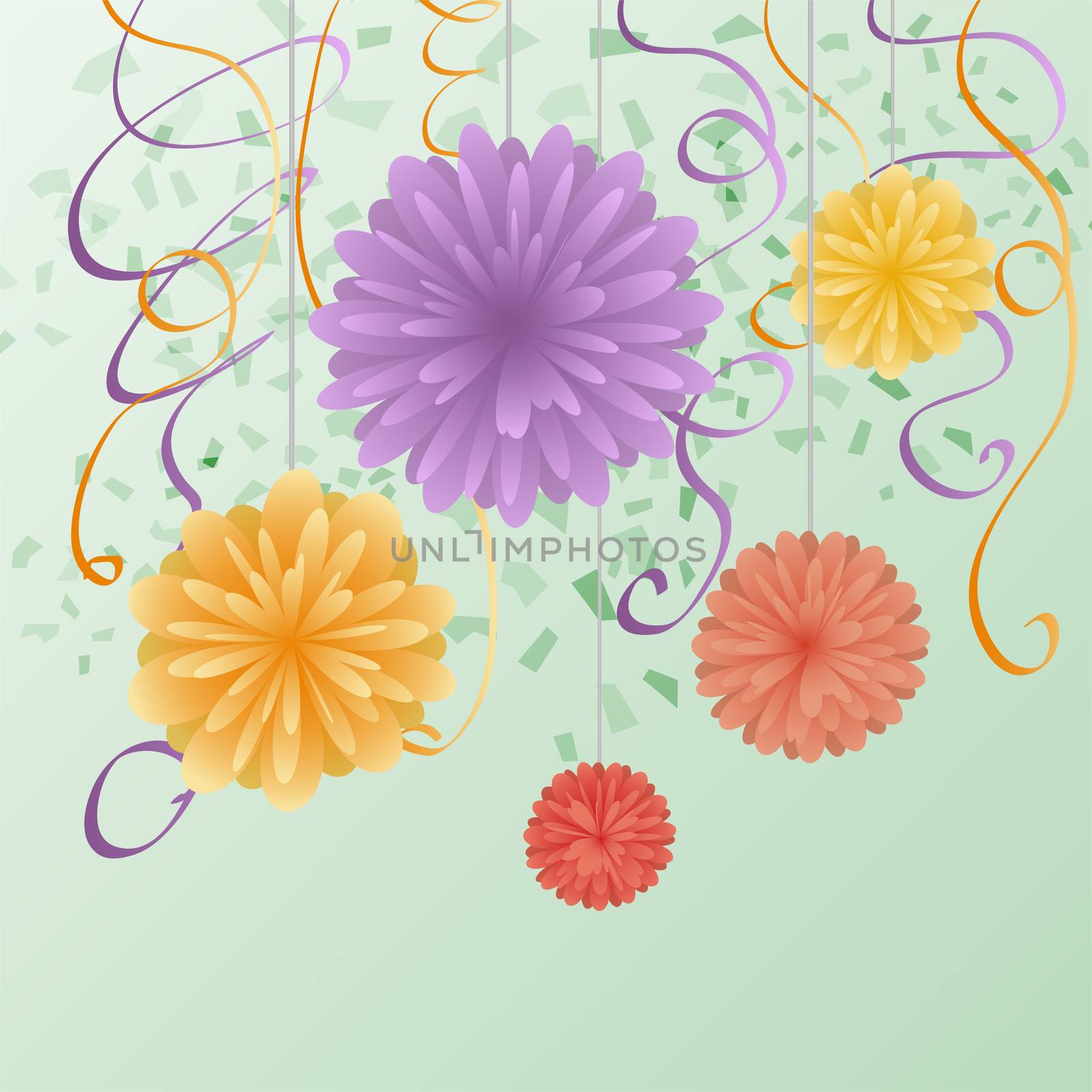 A greeting card with flowers for congratulations and a place for text. illustration