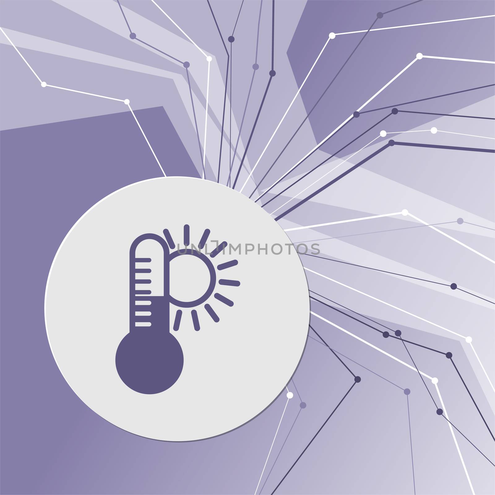 temperature, Medicine thermometer, Weather climate icon on purple abstract modern background. The lines in all directions. With room for your advertising. illustration