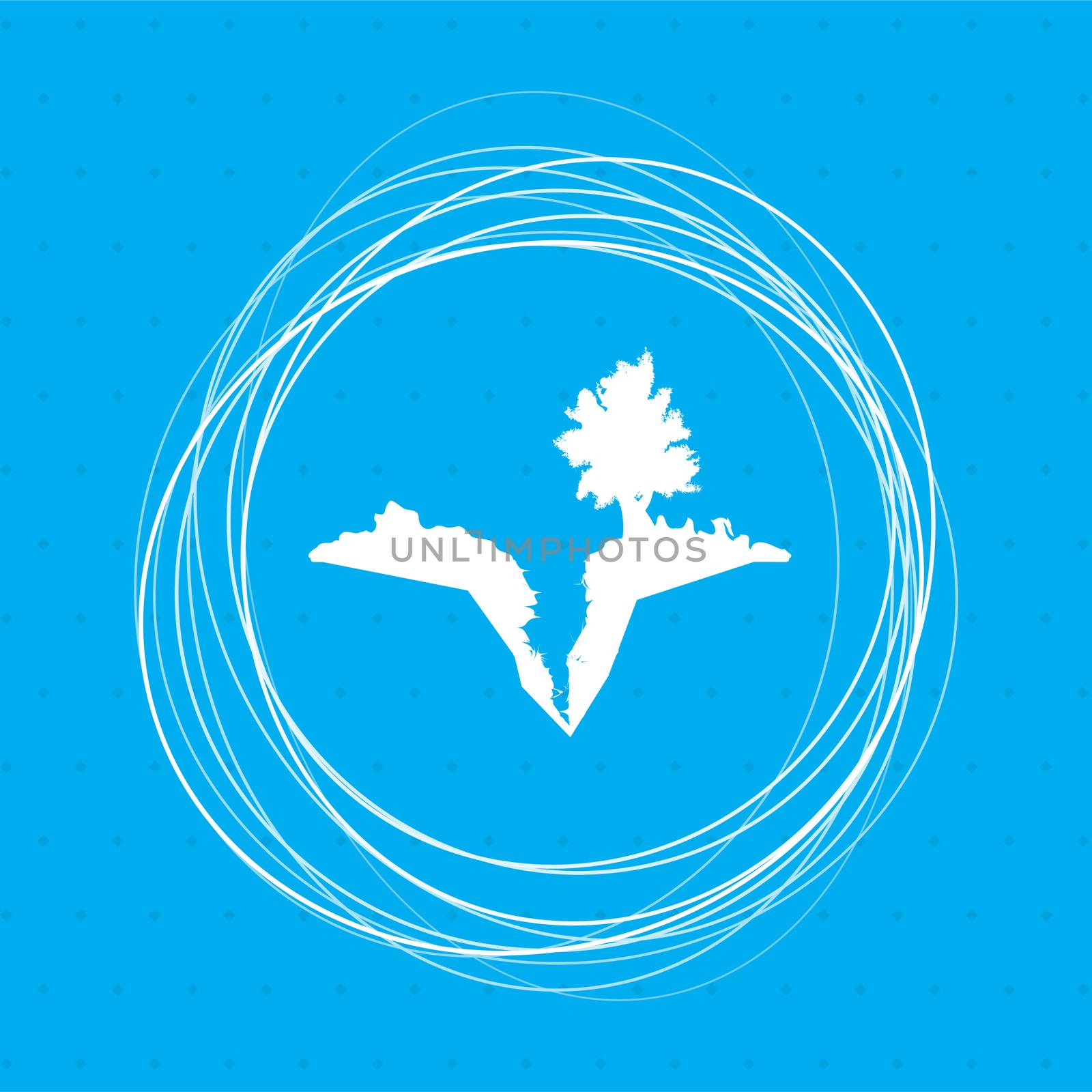 Earth crack, split in earth icon on a blue background with abstract circles around and place for your text. illustration