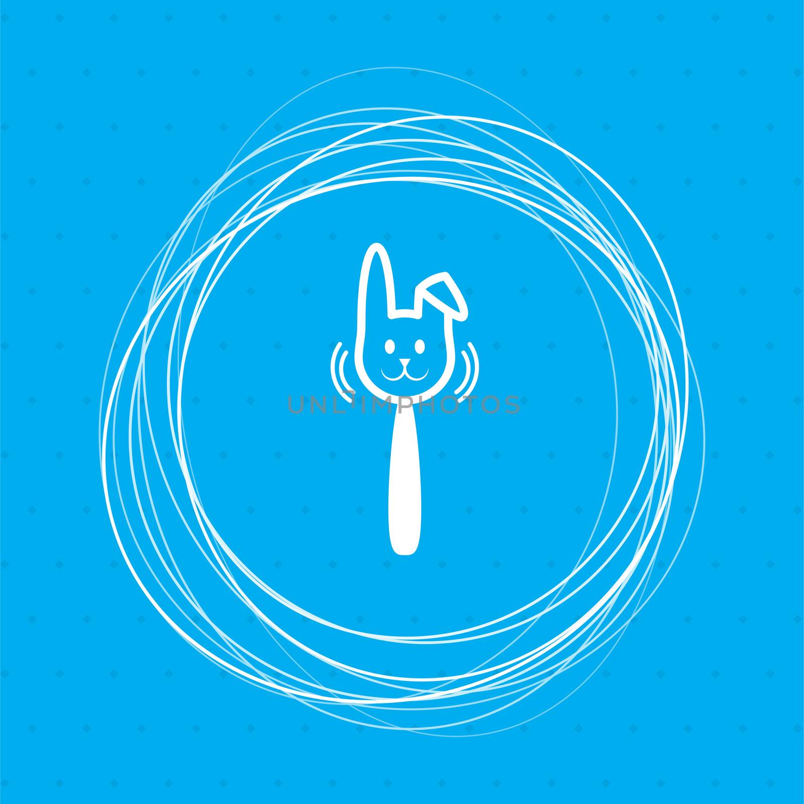 easter rabbit icon on a blue background with abstract circles around and place for your text.  by Adamchuk
