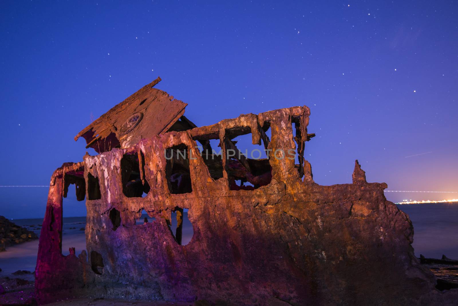 Shipwreck of HMQS Gayundah at Woody Point, Queensland, Australia.