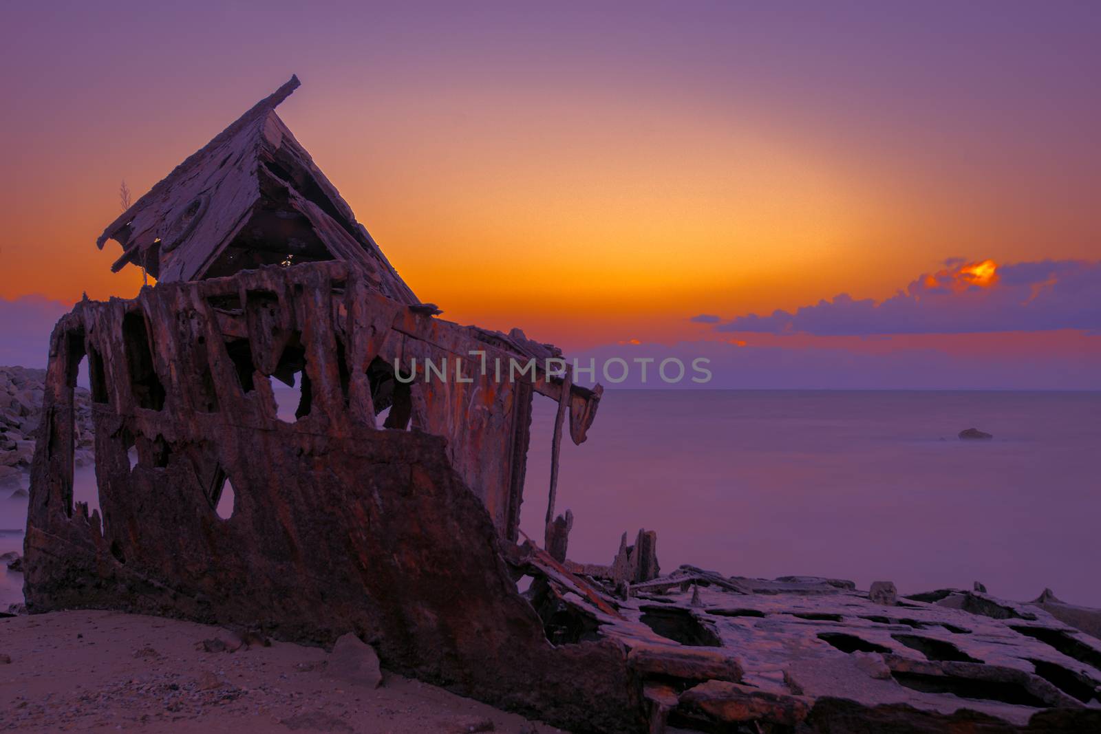 Shipwreck of HMQS Gayundah at Woody Point, Queensland, Australia.