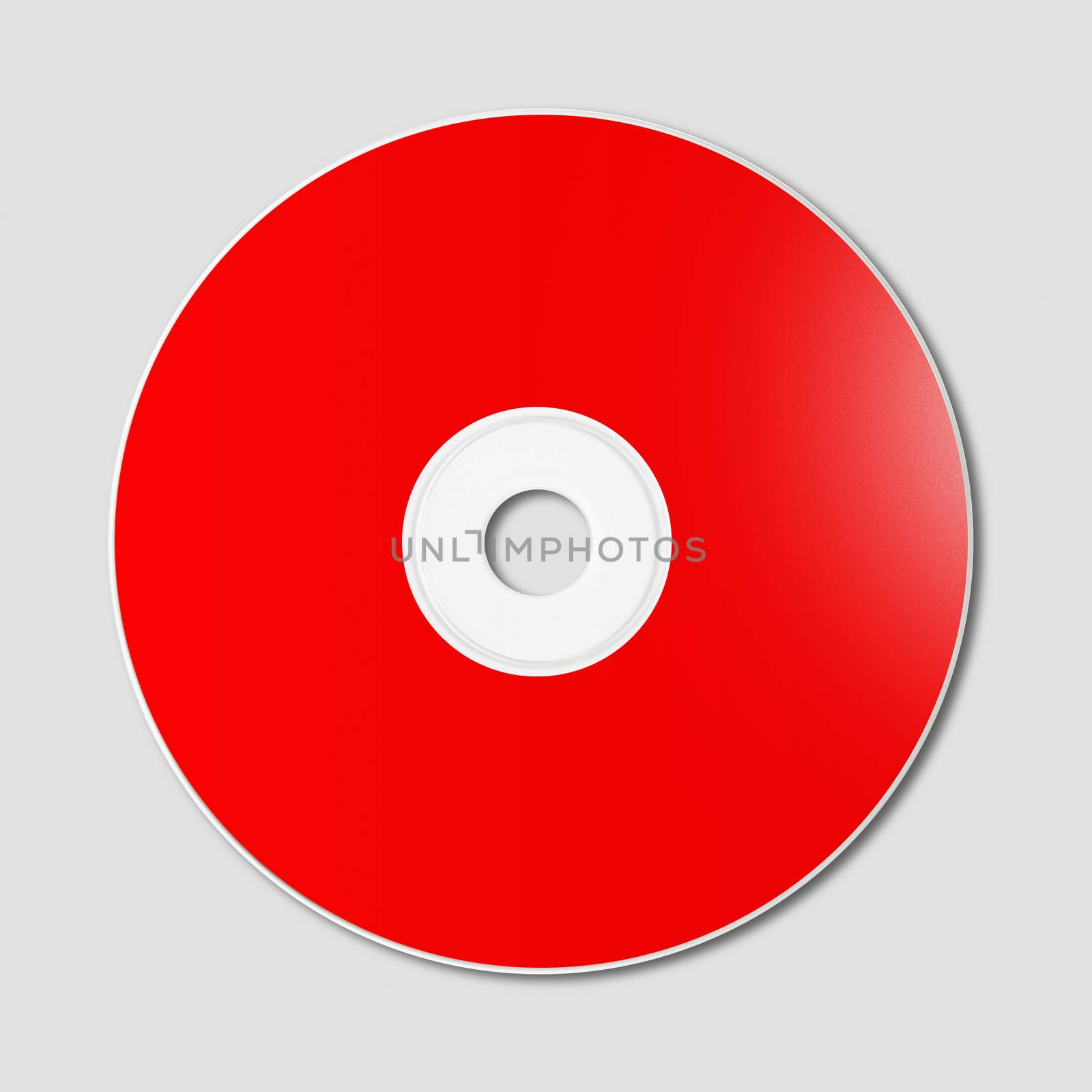 Red CD - DVD label mockup template isolated on grey background
