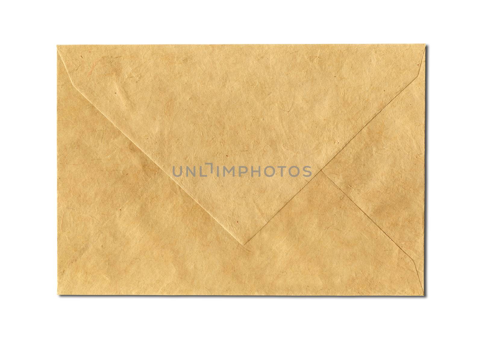 Brown paper enveloppe mockup template isolated on white background