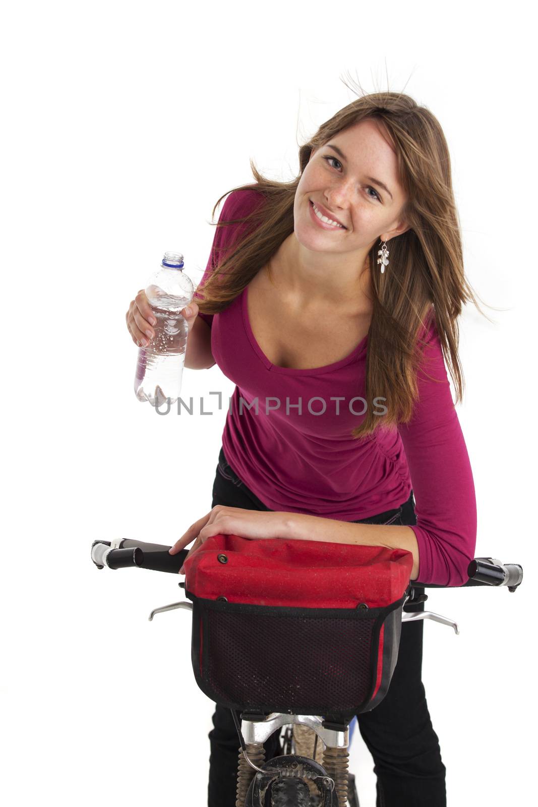 young woman on a mountain bike