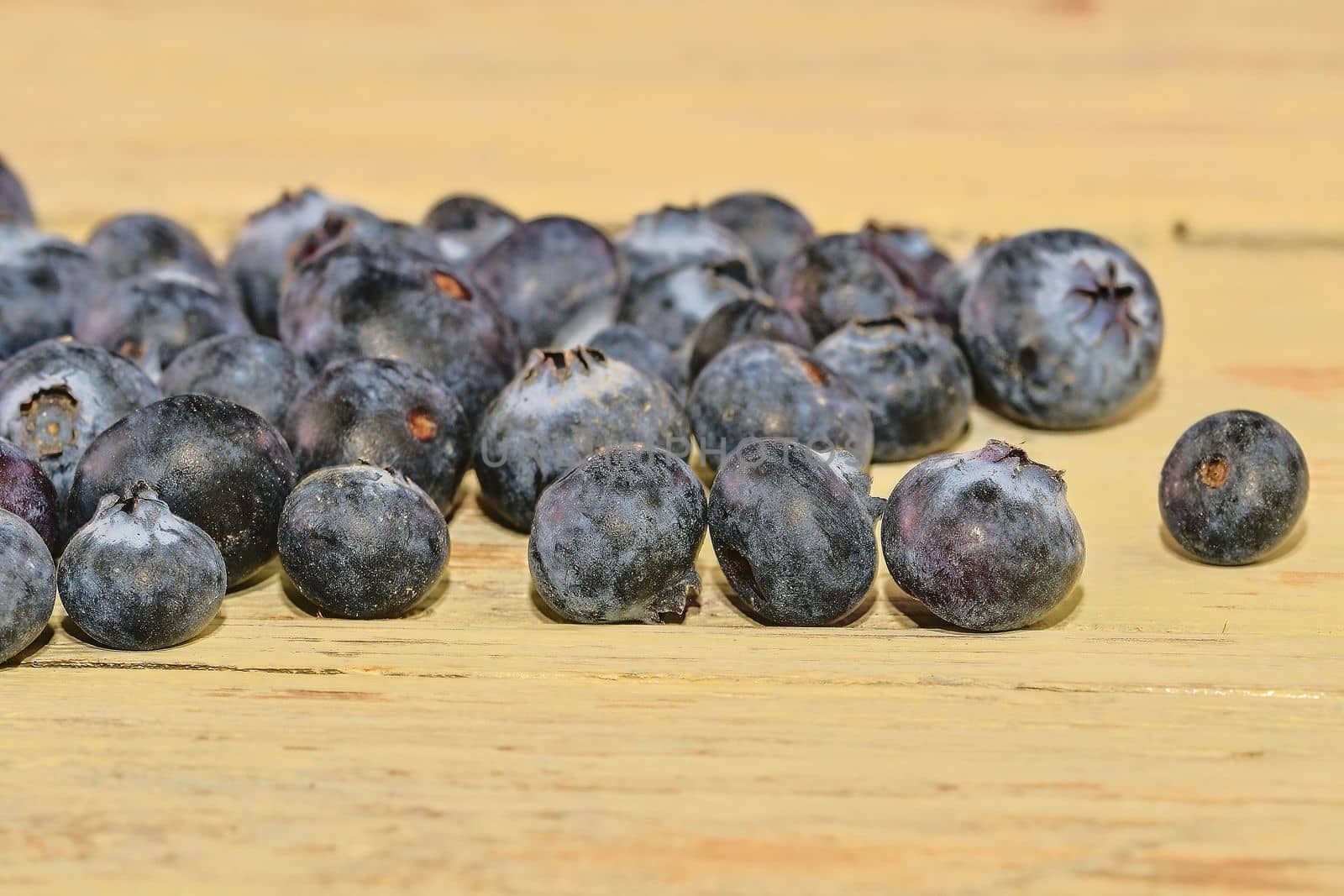 Blueberries  on white wooden background. Bilberries, blueberries, huckleberries whortleberries
