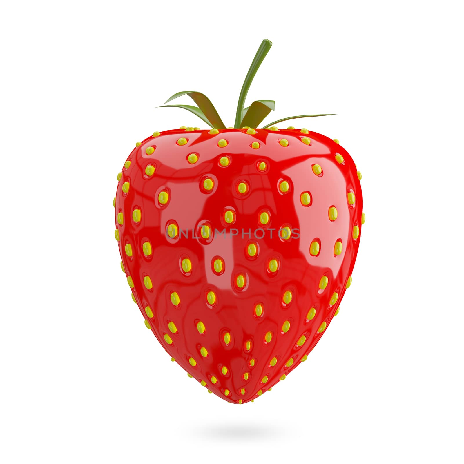 3D Illustration Red Strawberry on a White Background