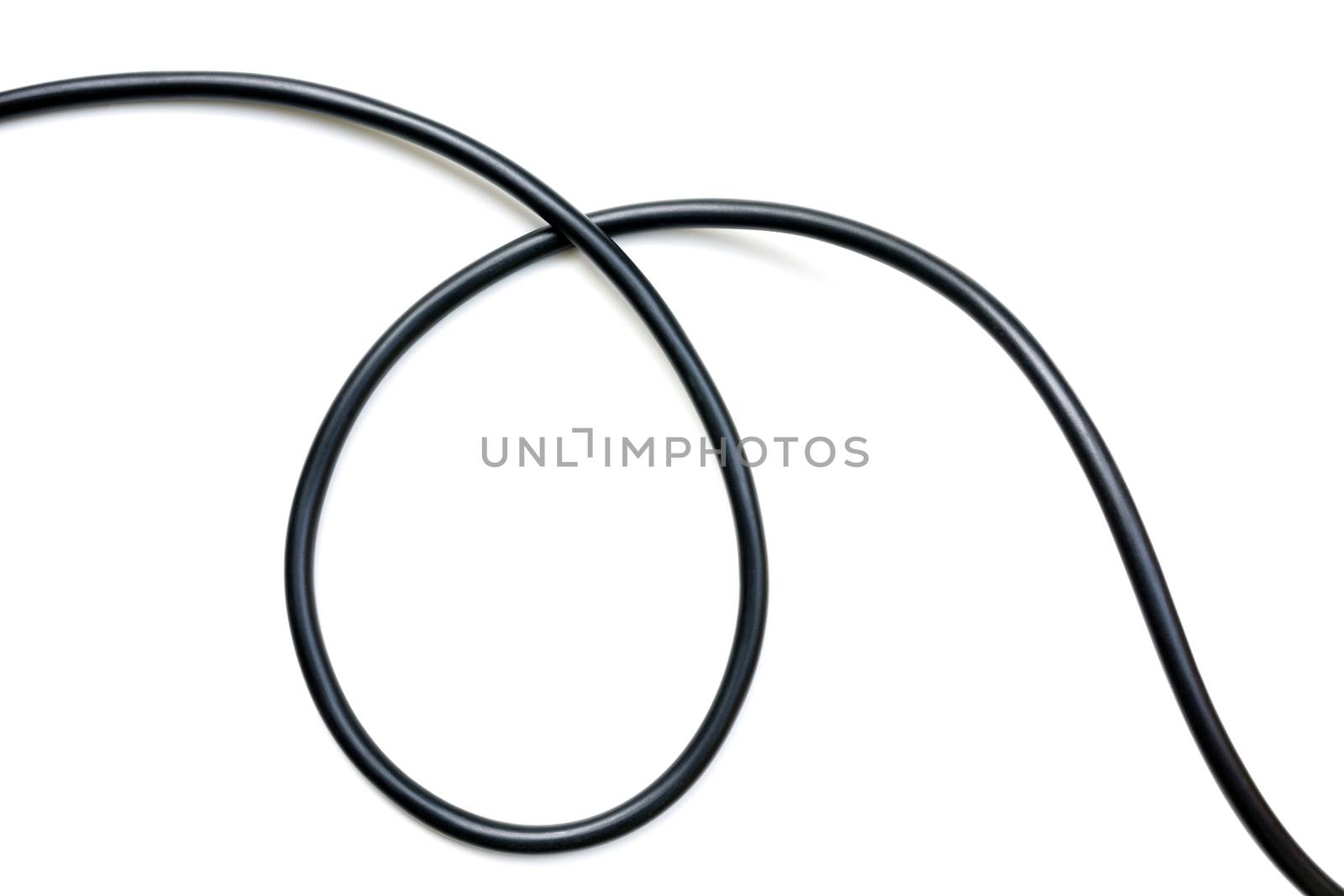 Black wire cable isolated on a white background abstraction.