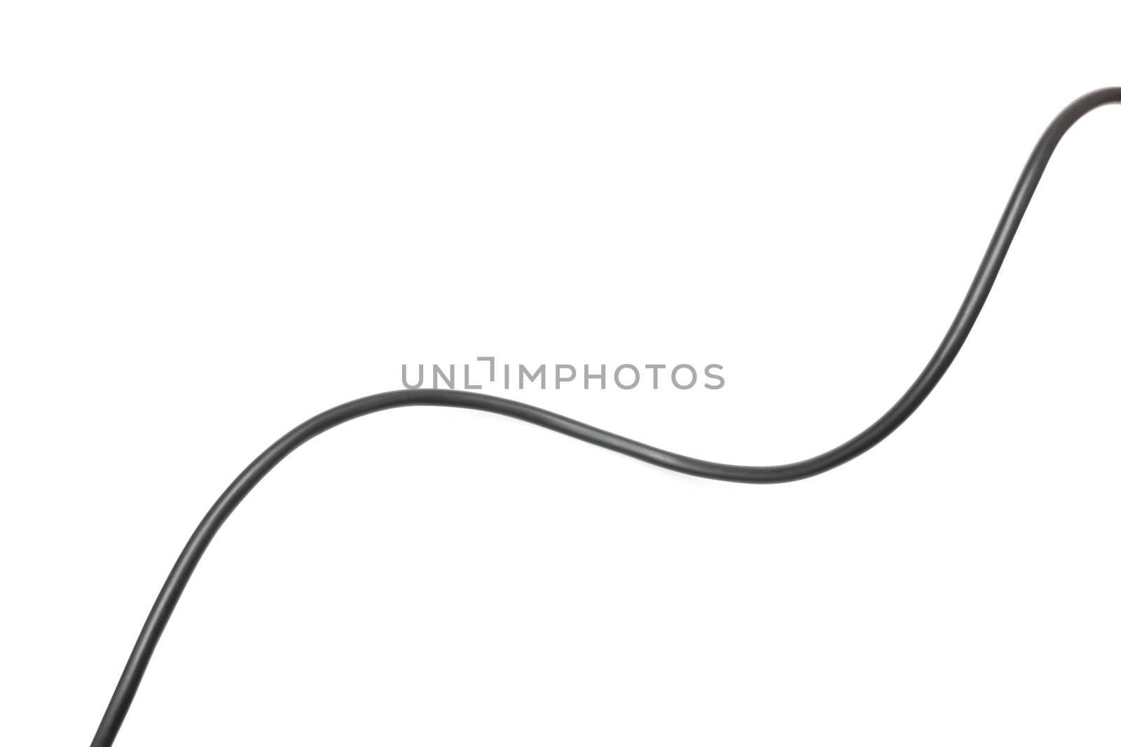 Black wire cable isolated on a white background abstraction.