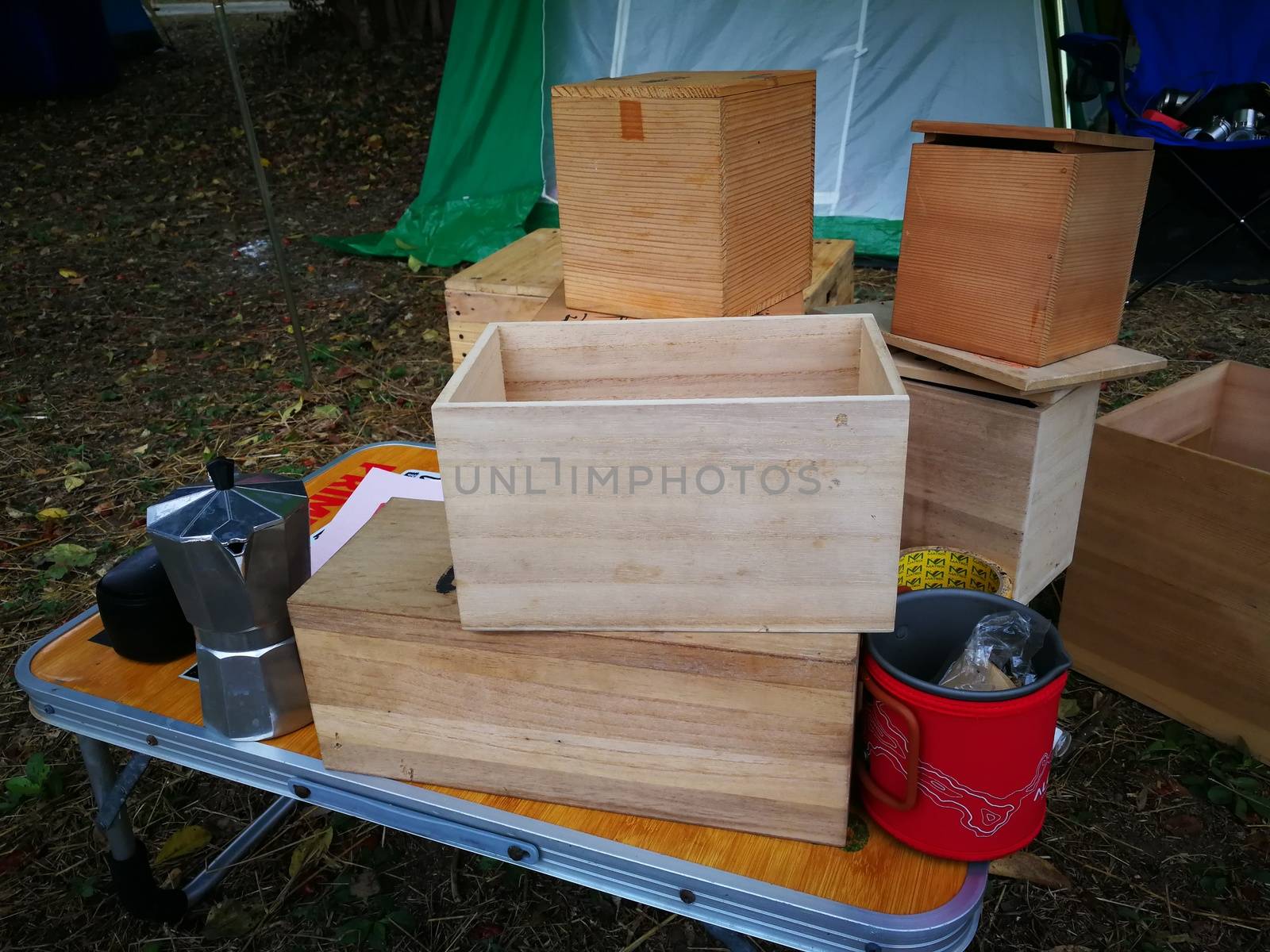 wooden box pack up Camping Accessories by shatchaya