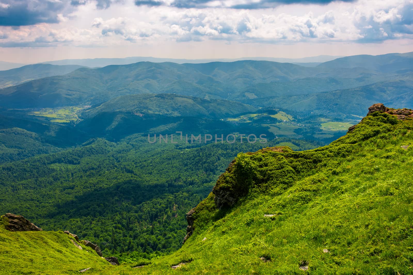 cliff over the hill in high mountains. beautiful summer landscape and travel concept