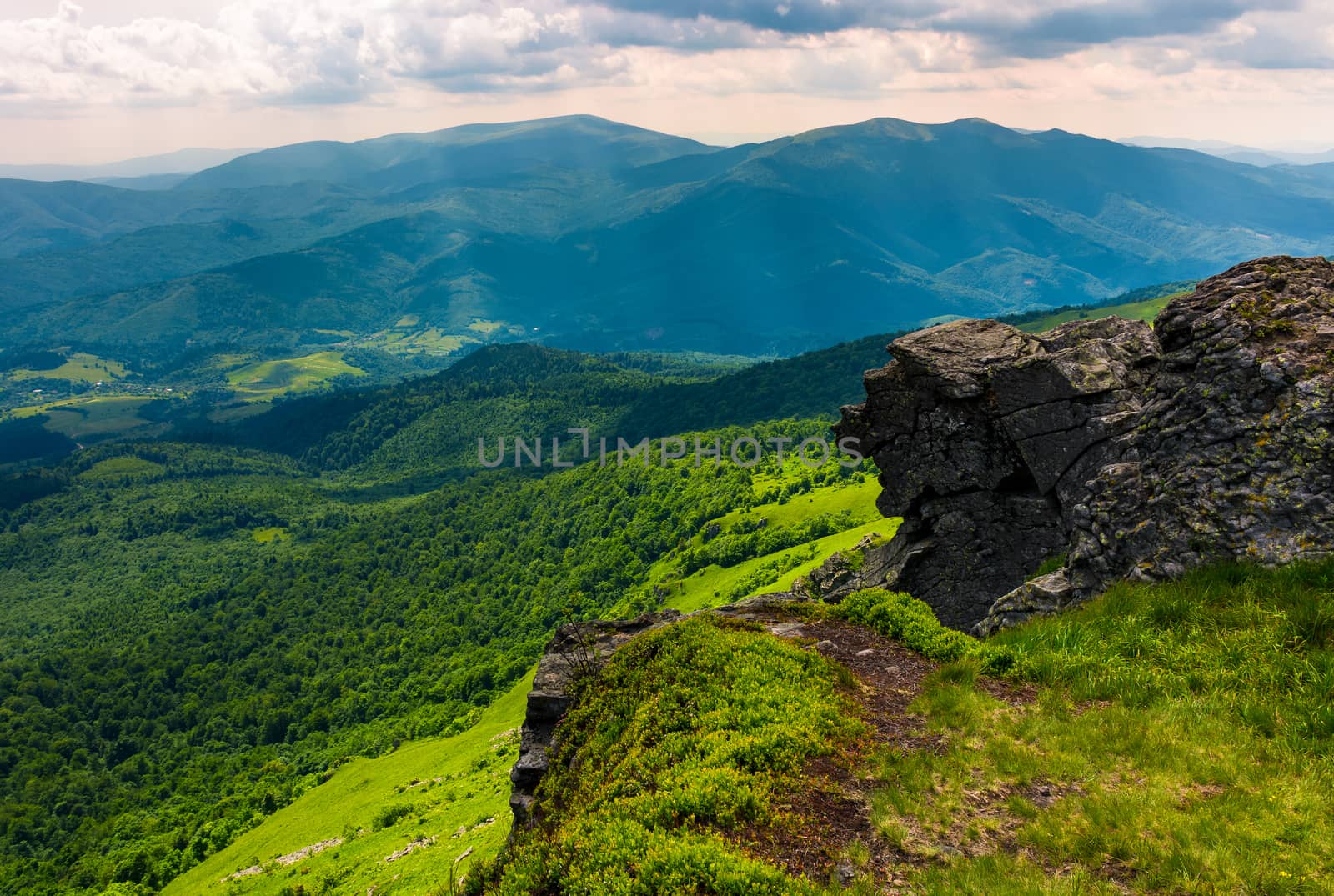 cliff over the hill in high mountains. beautiful summer landscape and travel concept