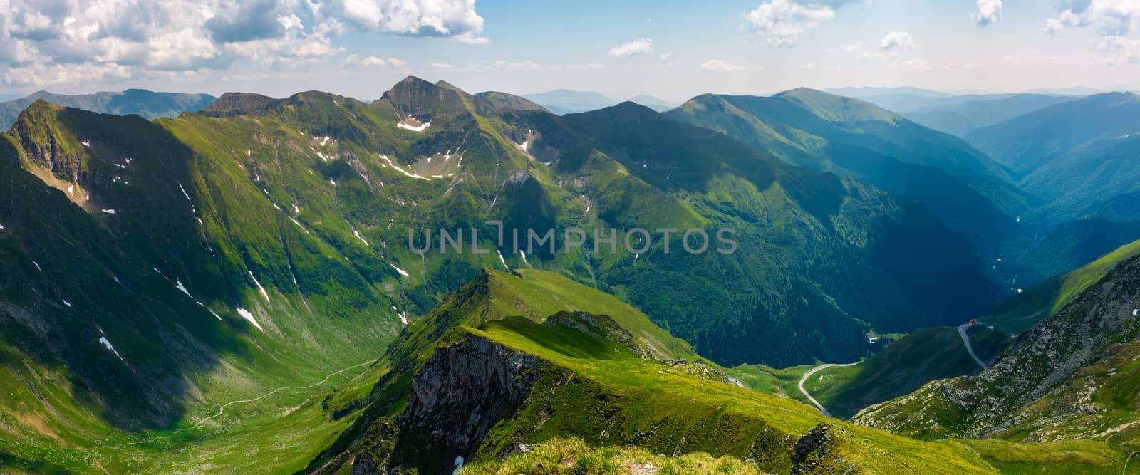 panorama of Fagarasan mountain ridge in summertime by Pellinni