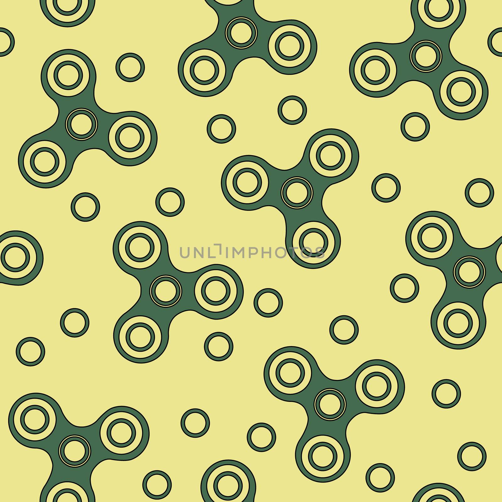 Spinner pattern - background with toy for stress relief and improvement of attention span. Hand fidger spinners bg.