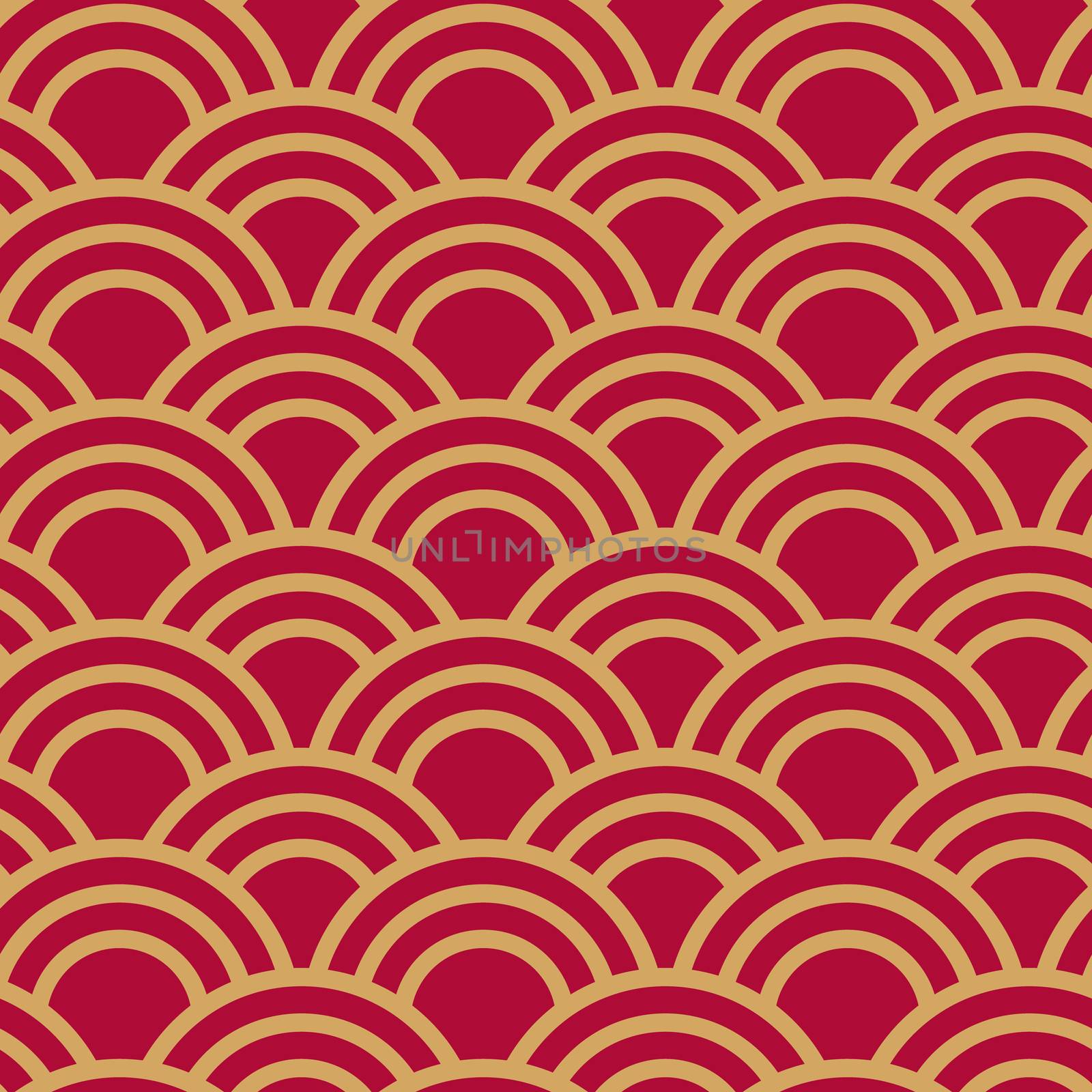 Traditional japanese seamless wave pattern in red and gold. Good for textile, cover or package.