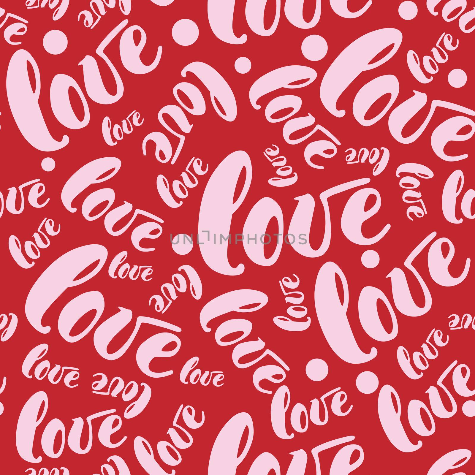 Romantic red love pattern background. illustration for holiday design. Many flying words love on white background by Asnia