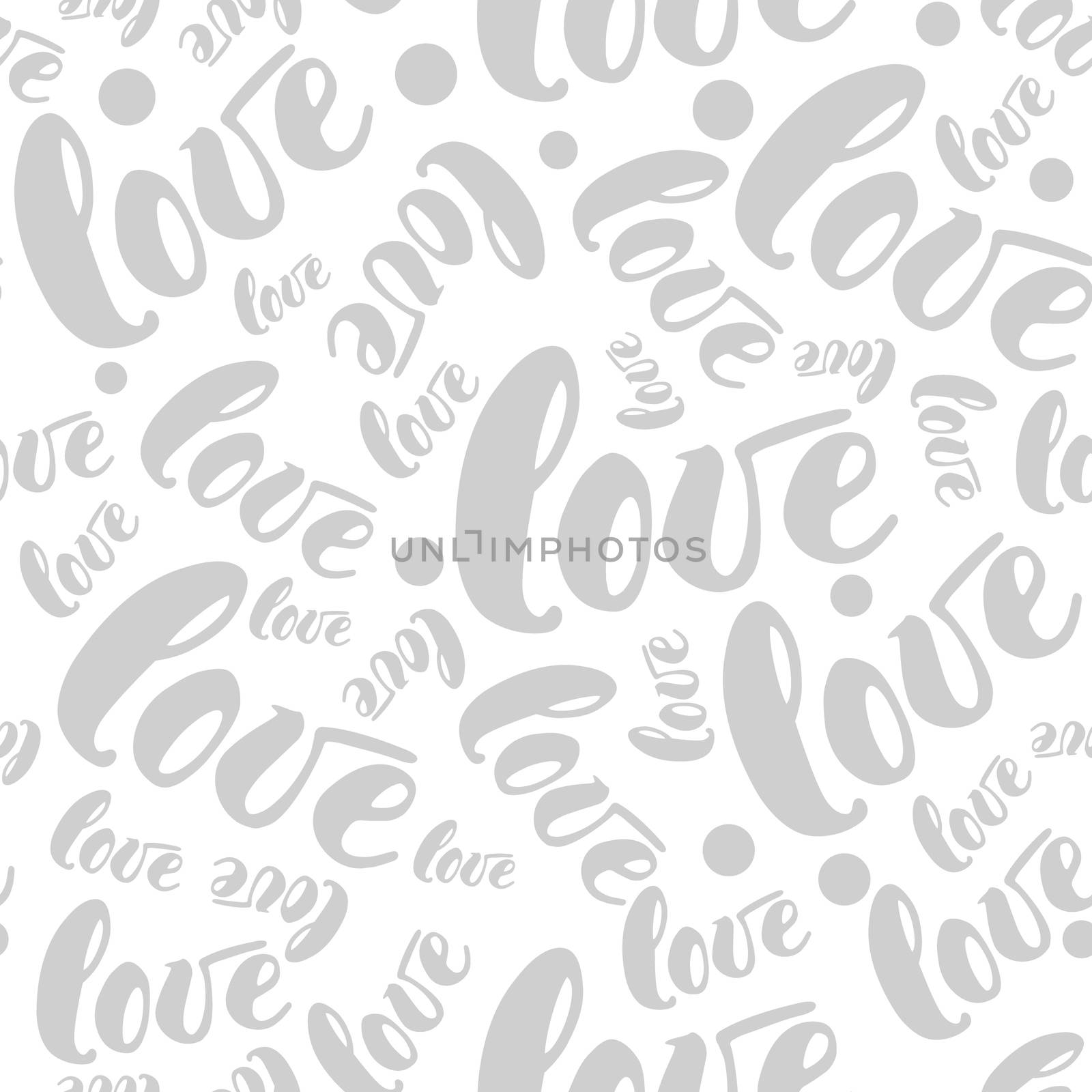 Romantic love pattern background. illustration for holiday design. Many flying words love on white background by Asnia