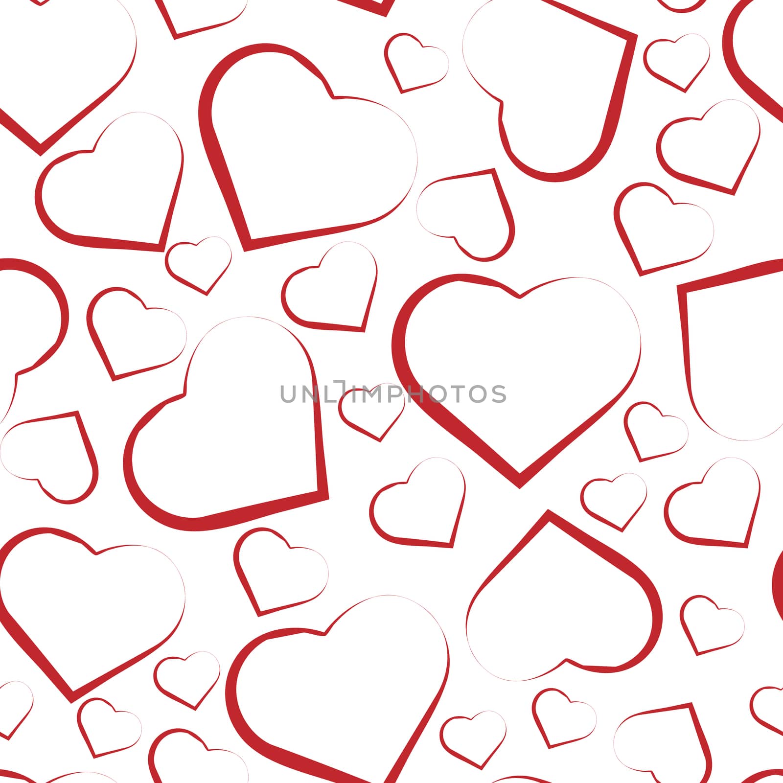  seamless pattern with white hearts on red background.