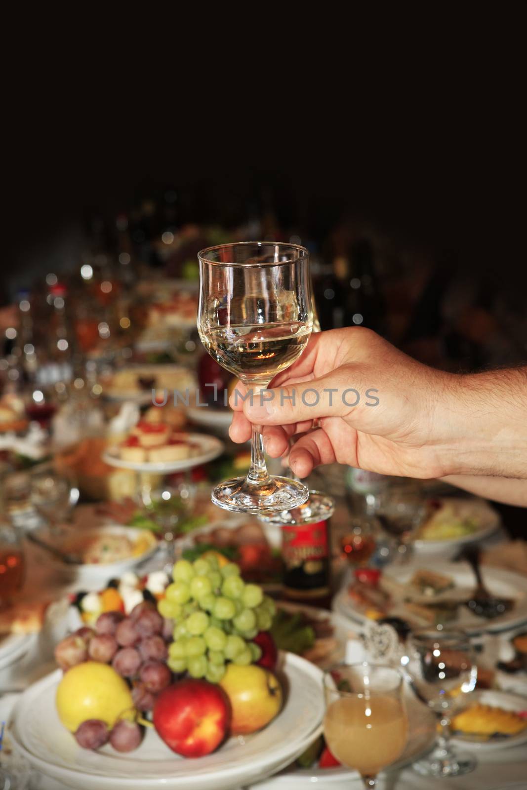 Adult man holding glass of wine