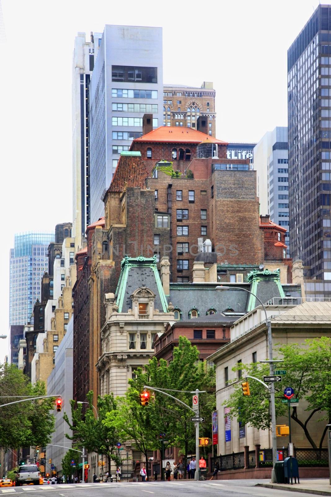 New York, NY, USA - May 19, 2013: Crossing 36th Street and Madison Avenue in  New York City 