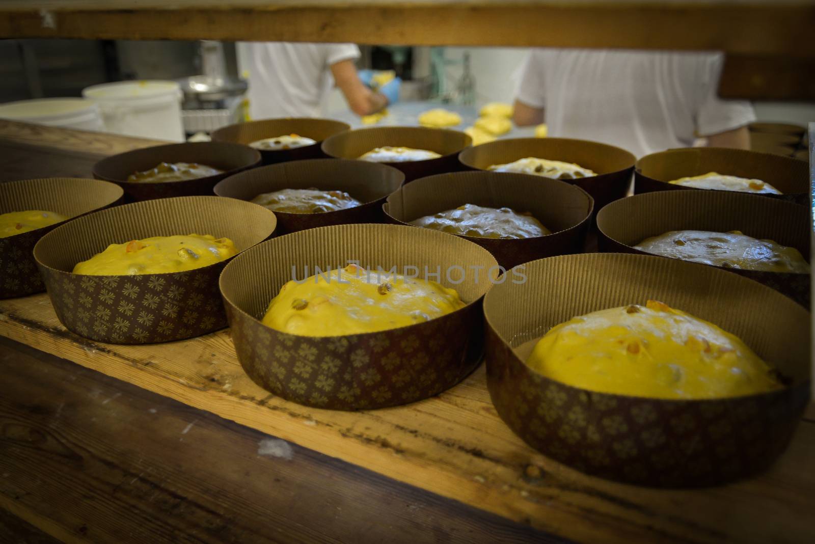 Pastry chef in a panettone production