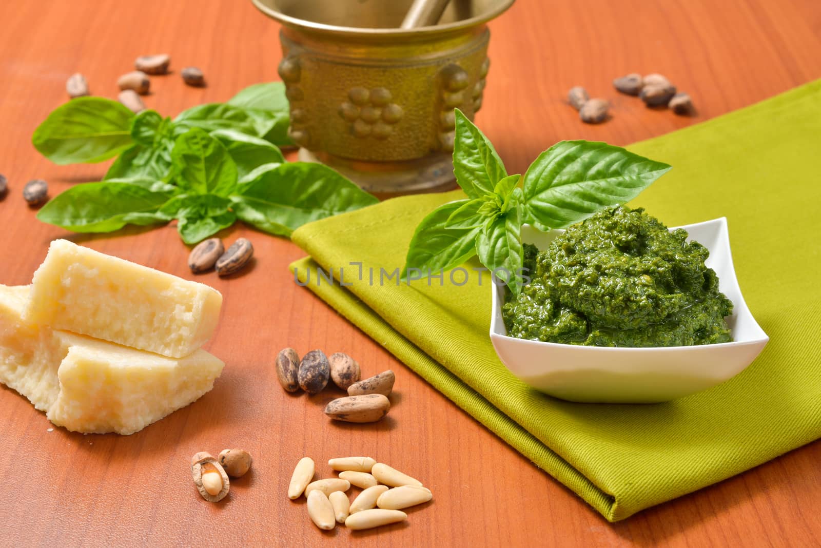 Italian Cuisine. Pesto genovese Sauce. Basil.