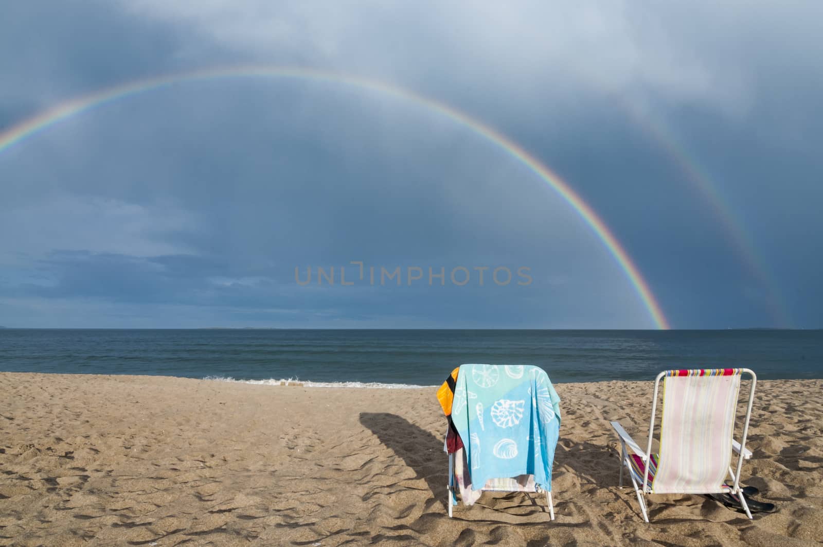 Rainbow on the beach by edella