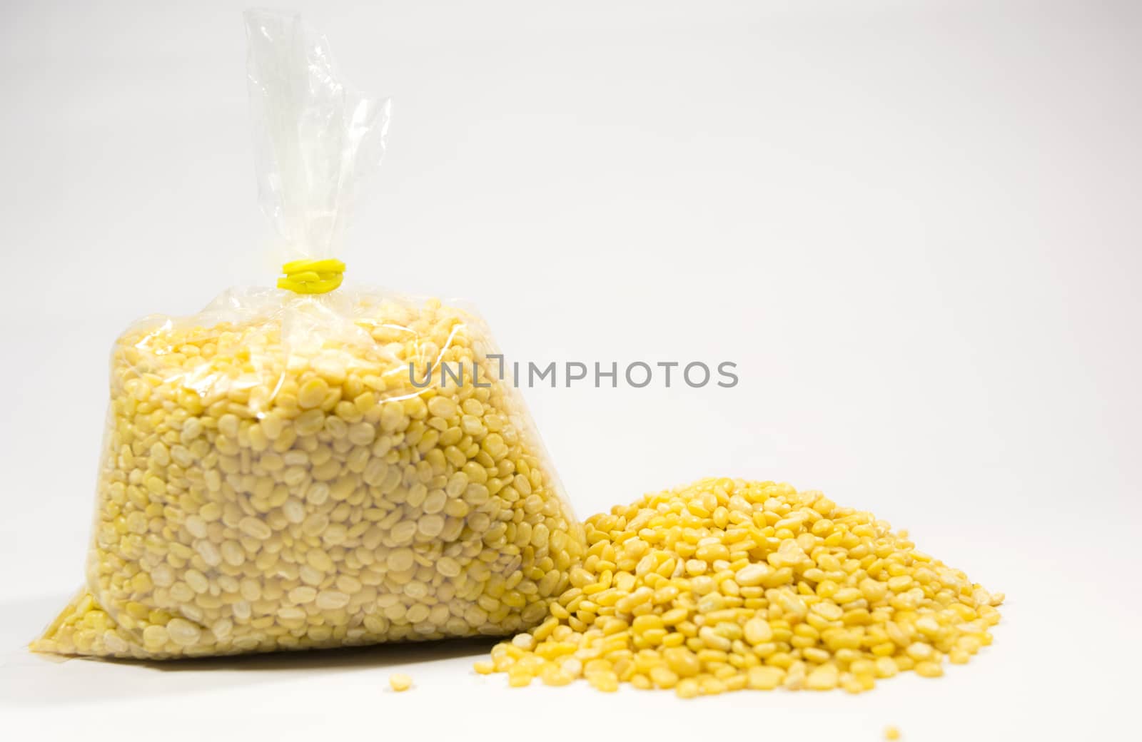 Full of Arhar or masoor Dhal or Toor Dal Pigeon Pea in bag by lakshmiprasad.maski@gmai.com