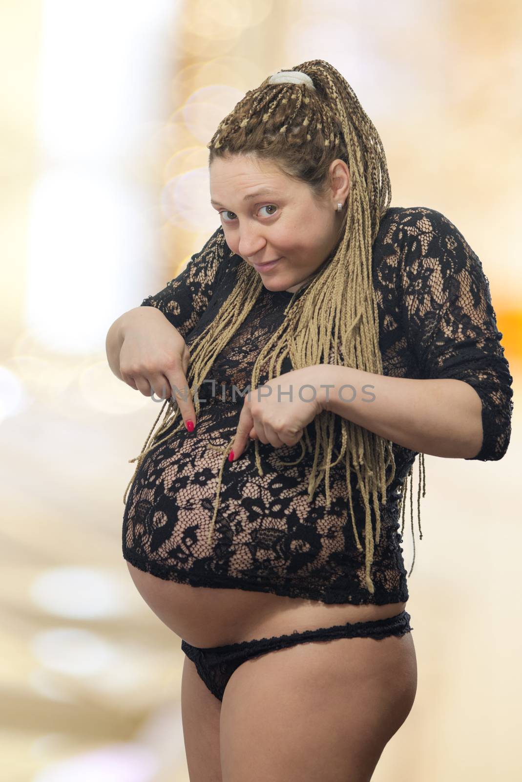 Pregnant Woman Pointing Abdomen by vilevi