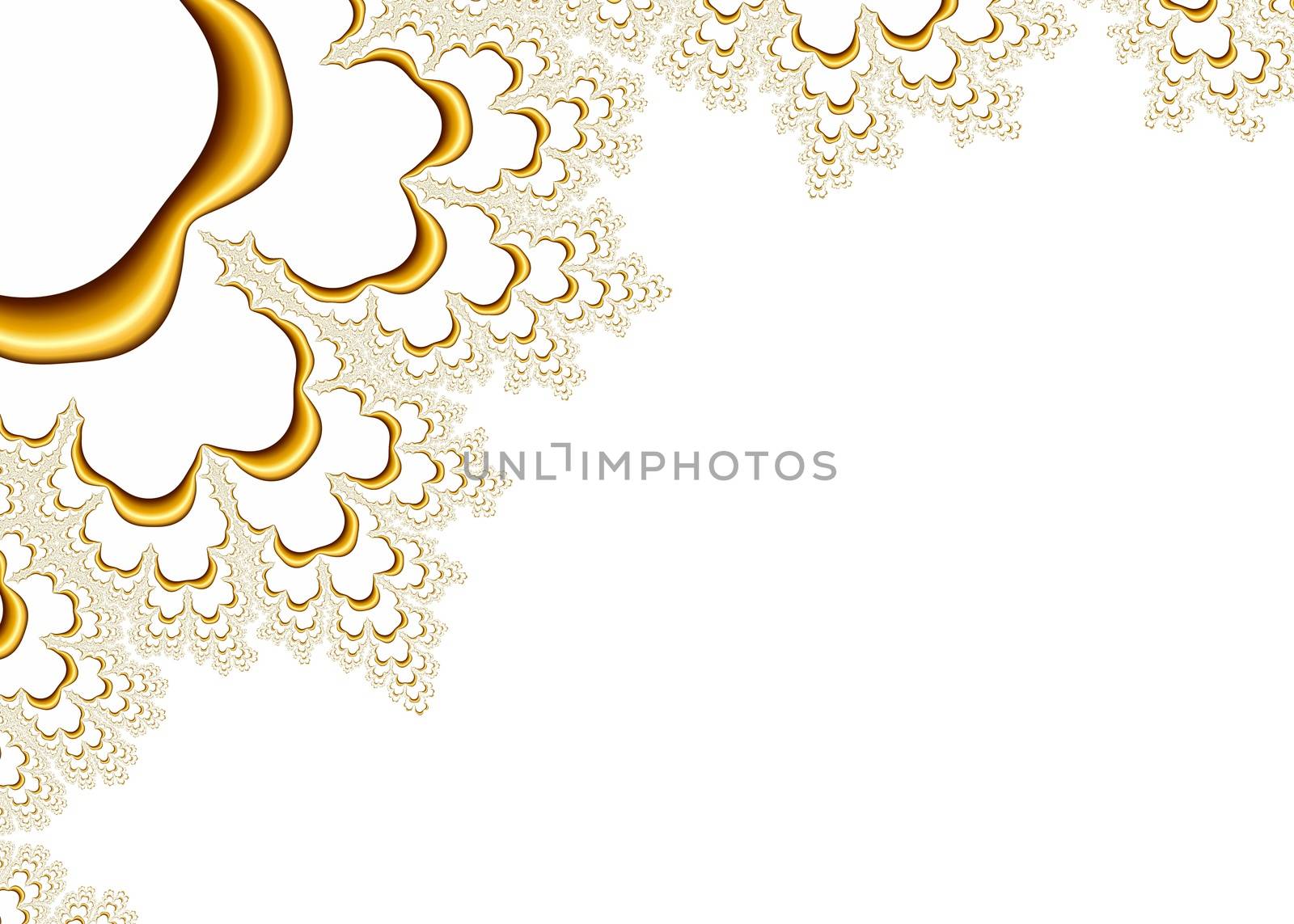 Gold Fractal Pattern on White Background - Elegant Illustration, Image