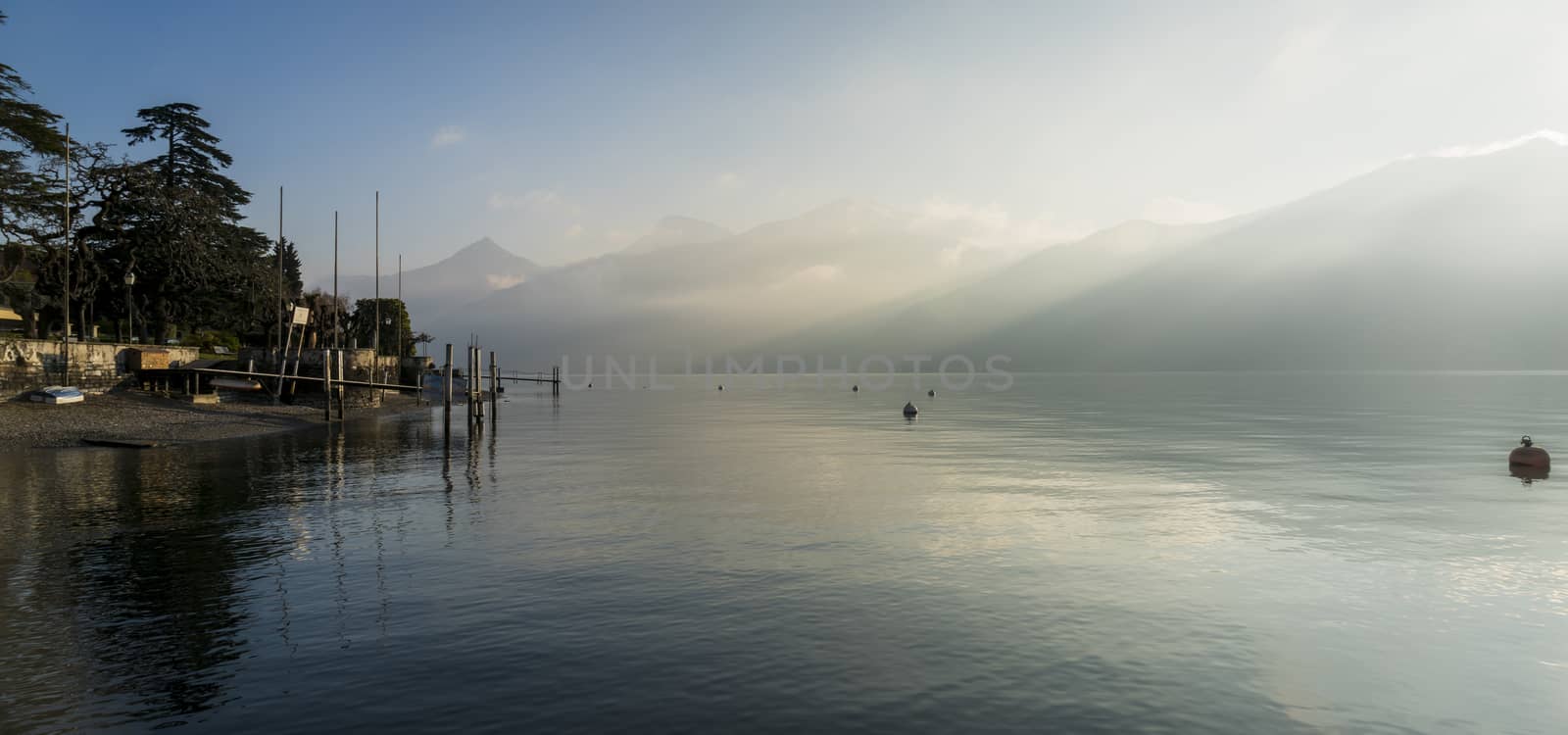 Foggy morning in Mennagio, Lake Como, Italy.