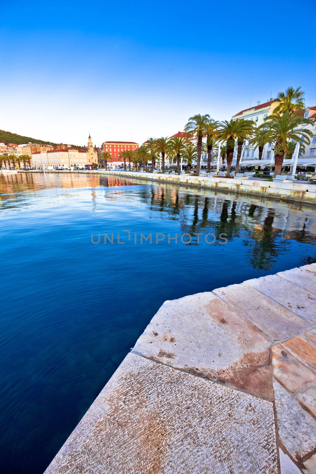 Split waterfront vertical morning view, Dalmatia region of Croatia
