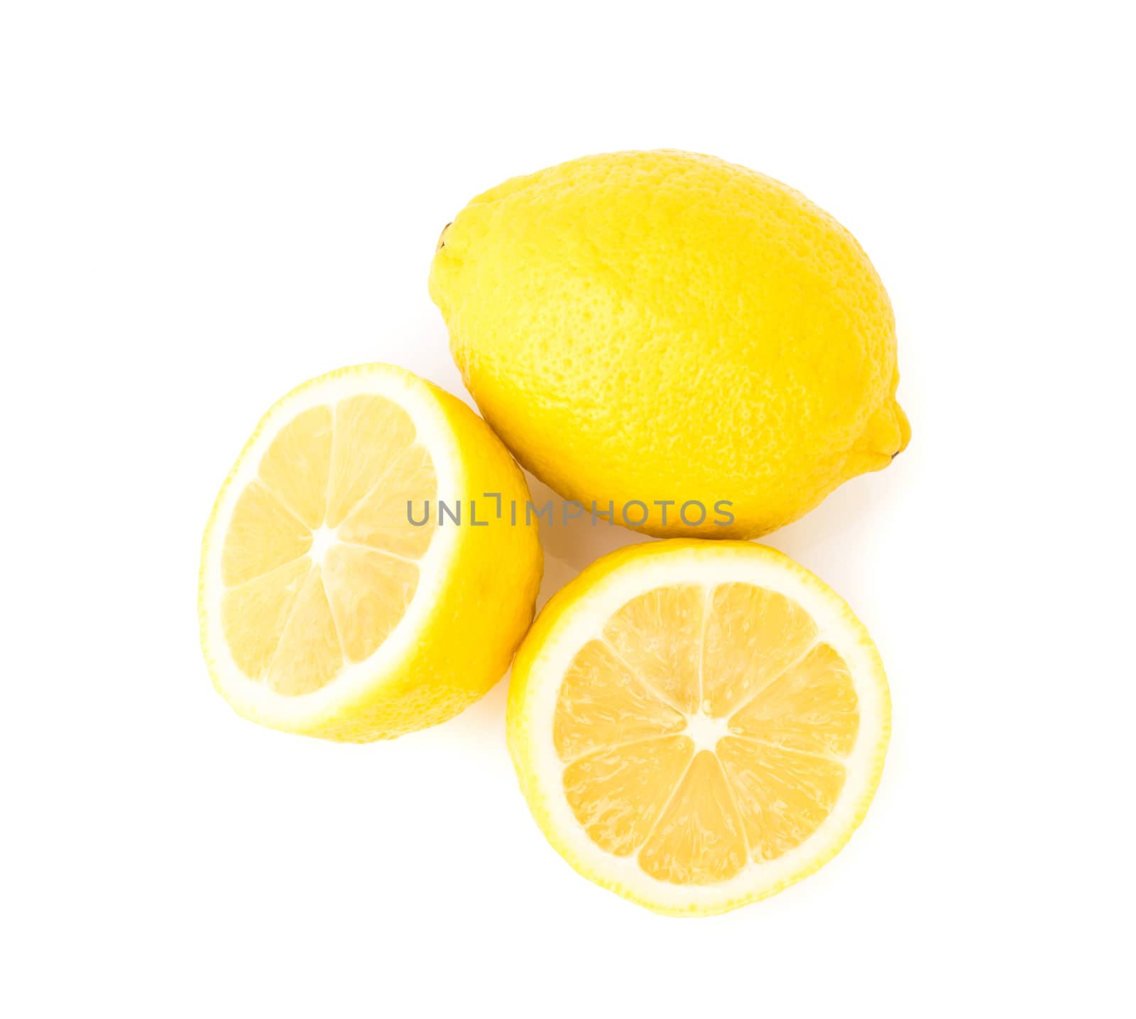 Closeup fresh lemon fruit slice on white background 