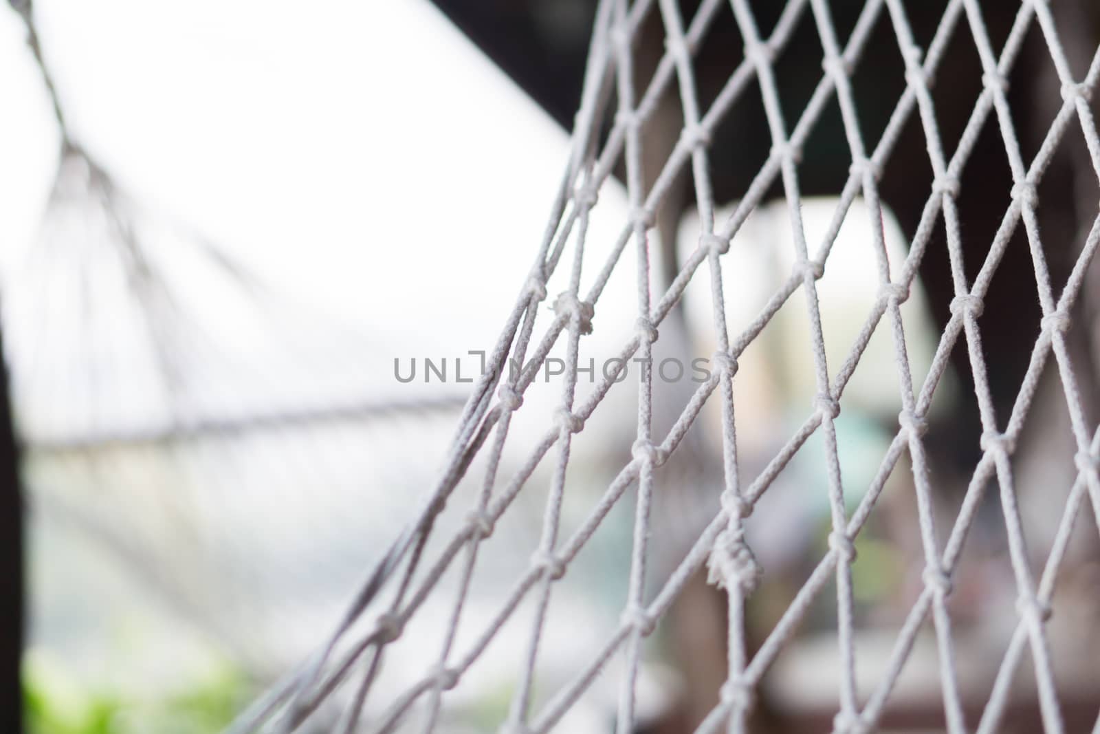 Closeup hammock with nature background for relax and holiday concept, selective focus