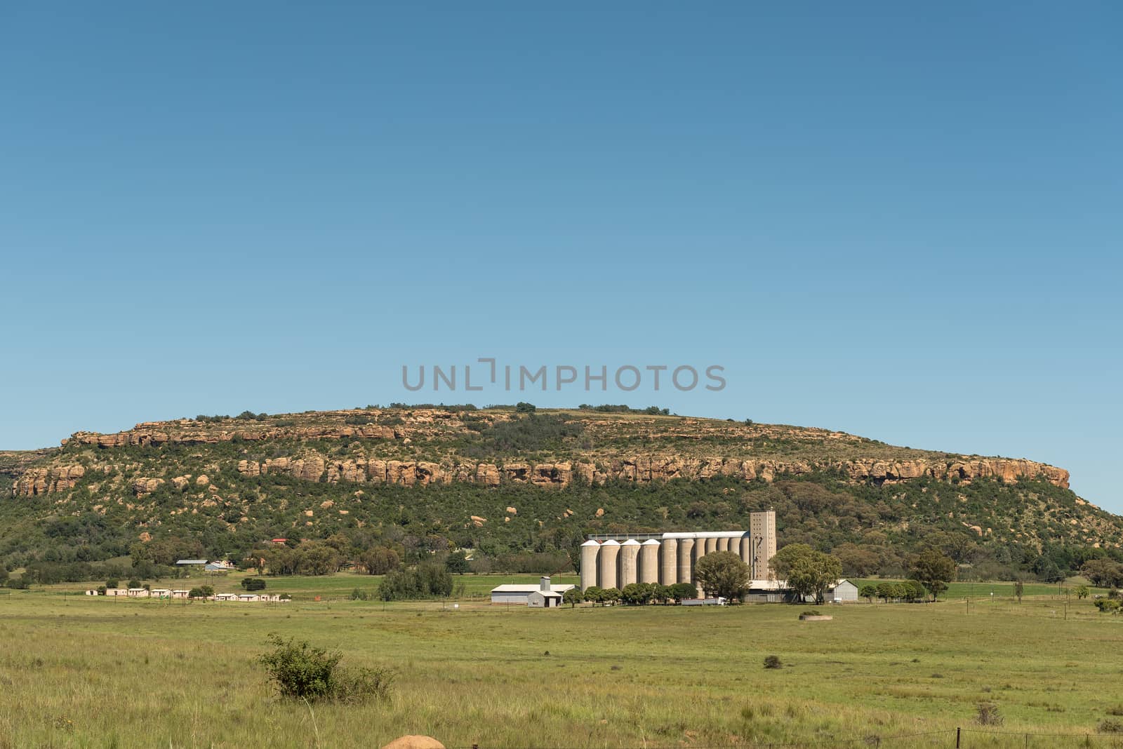 A view of the silos at Modderpoort, a village near Ladybrand in the Eastern Free State Province near the border with Lesotho